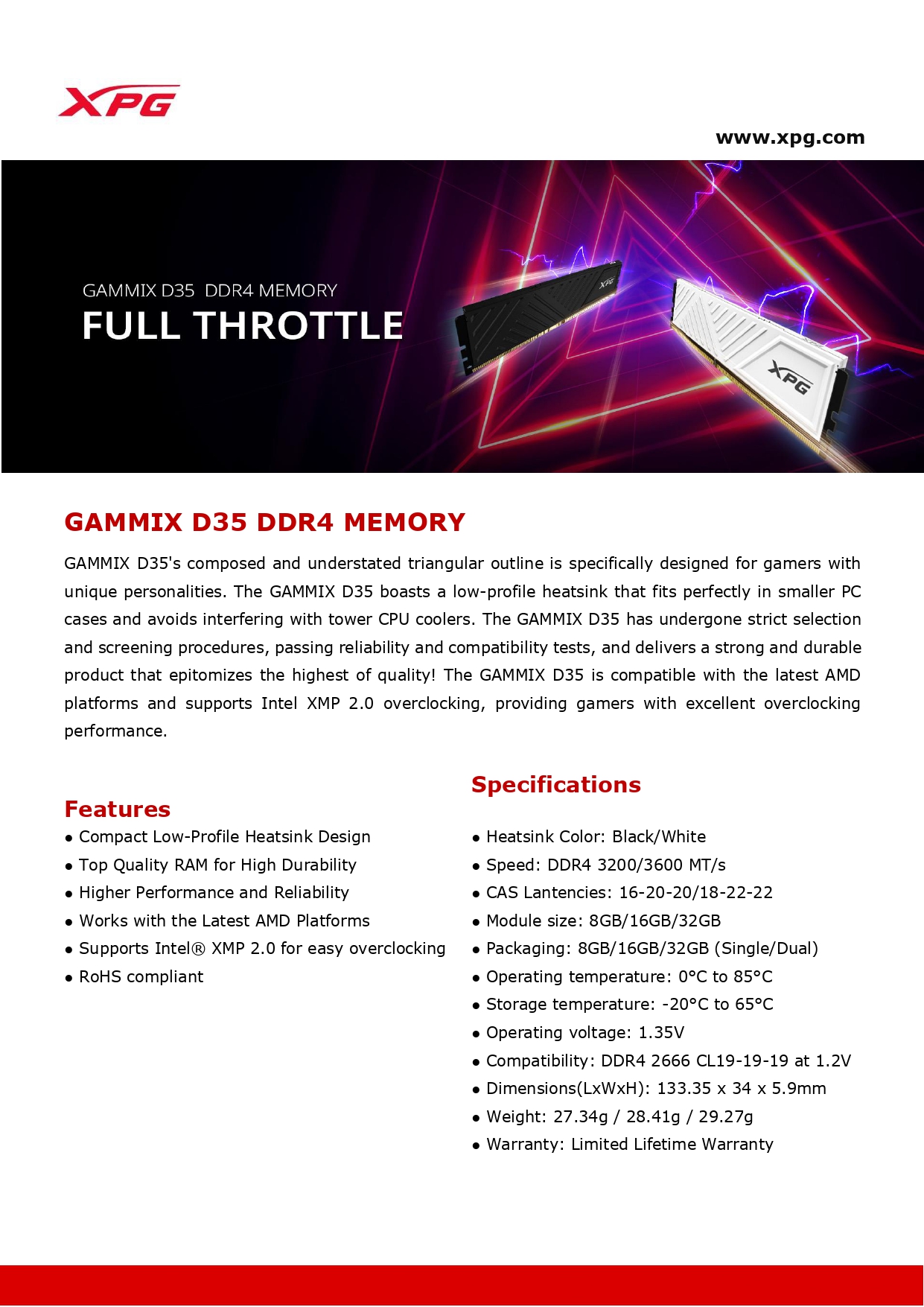 ADATA XPG Gammix D35/D45 Gaming RAM (8GB) | Shopee Malaysia