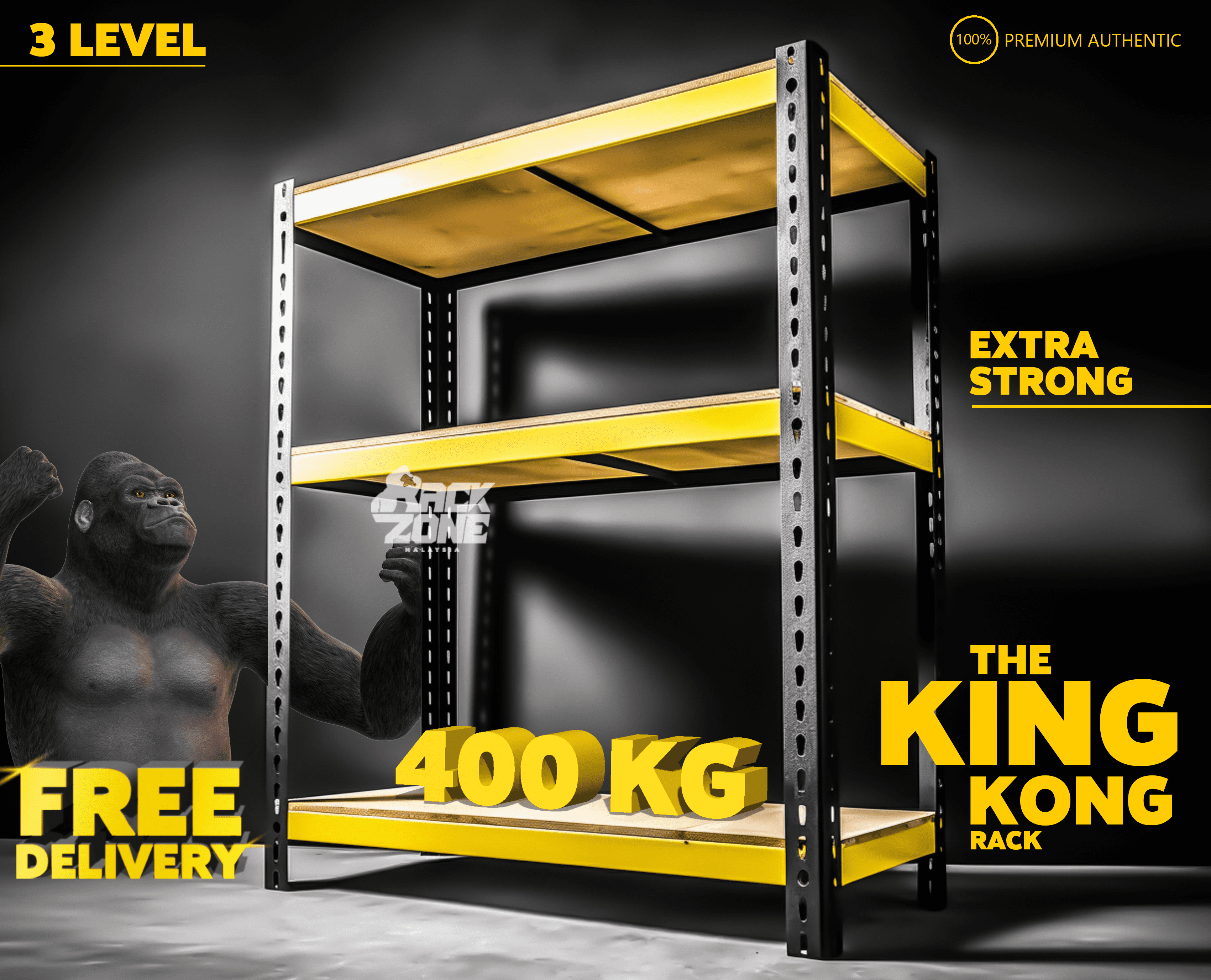 RACKZONE Signature YB 3 Level Boltless Rack Heavy Duty Rak Besi ...