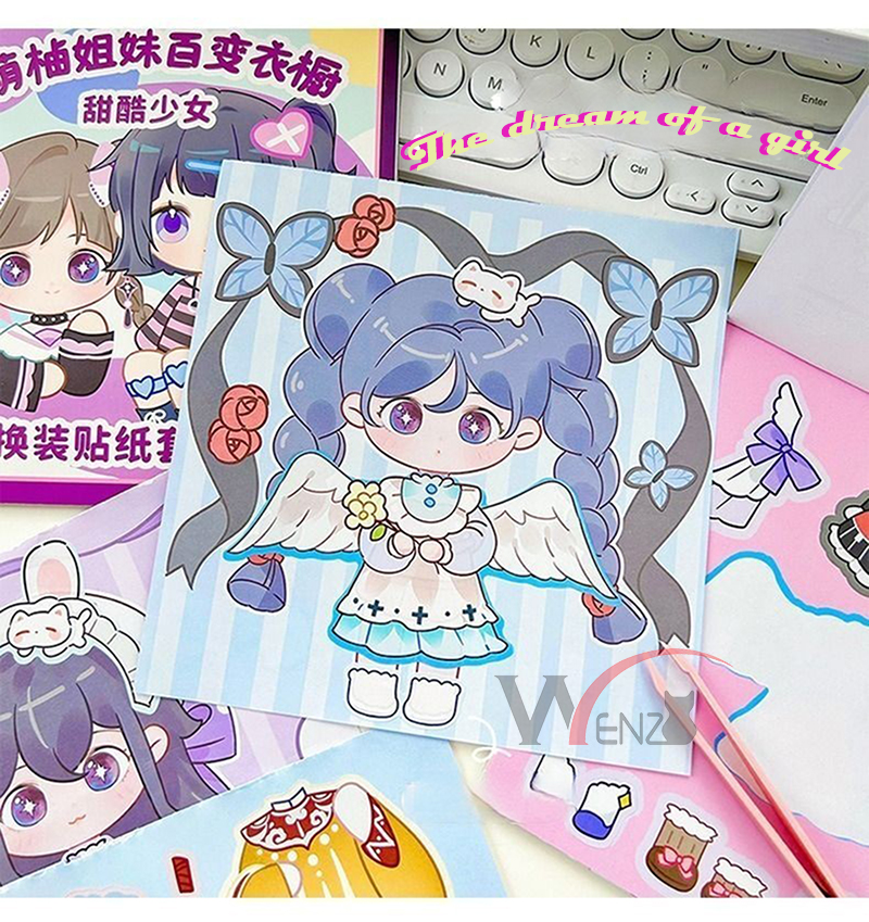 Kids Sisters Dress Up Sticker Girl Princess Sticker Style Doll ...