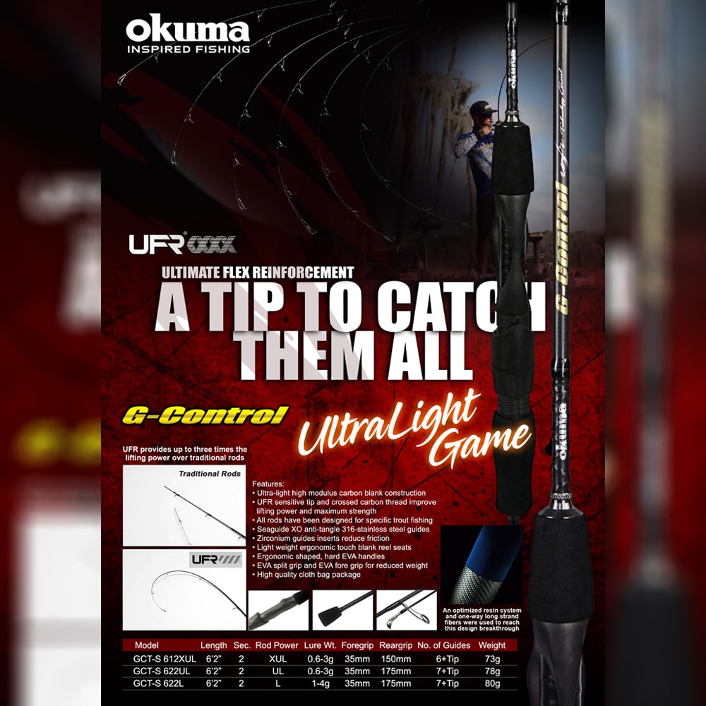 6ft)Okuma Rod G-Control GCT Ultralight Spinning Fishing Rod UL