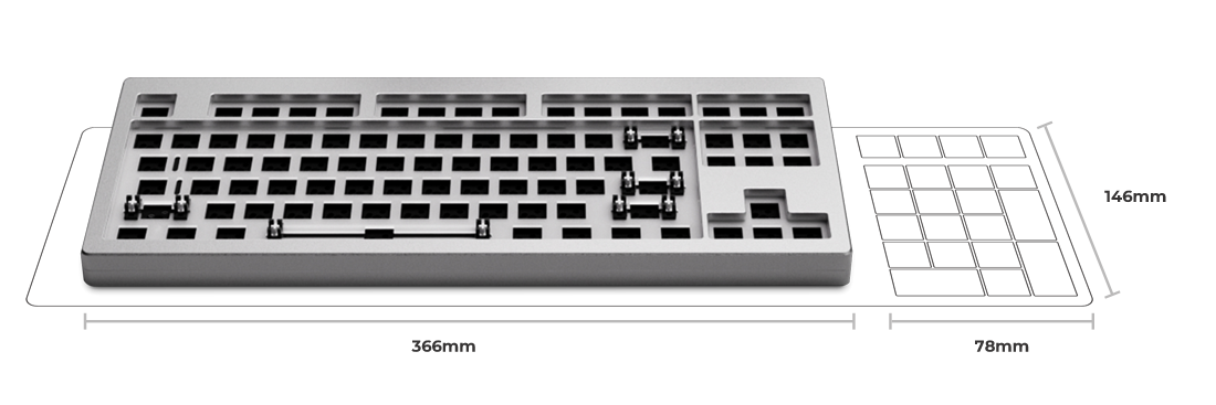 MONSGEEK M3 TKL Tenkeyless 87-Key CNC Aluminum Barebone DIY Keyboard ...