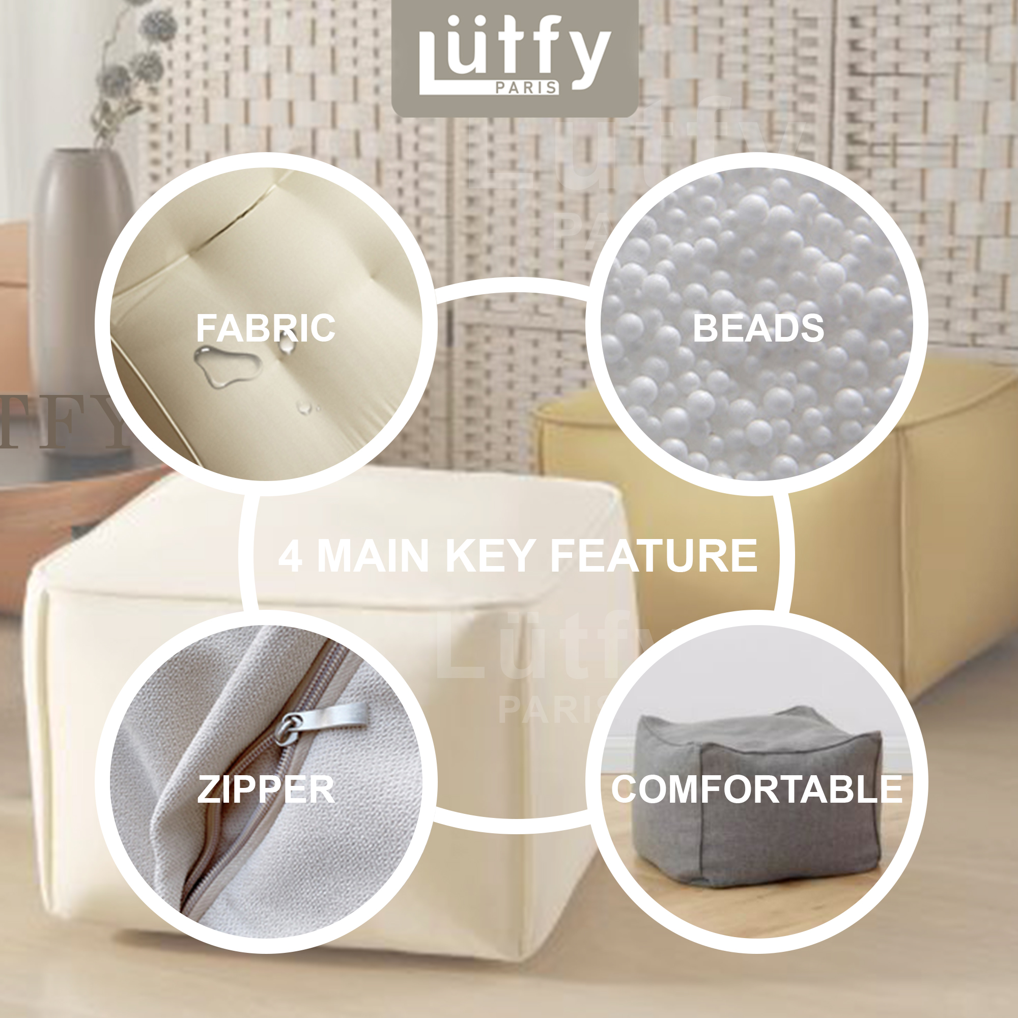 [Ready Stock] Square Bean Bag Stool with 1.5 kg(+/-) FILLING BEAN ...
