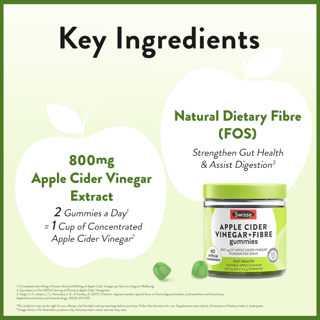 Swisse Apple Cider Vinegar + Fibre Gummies 45 Gummies (EXP09 2025) Shopee Malaysia