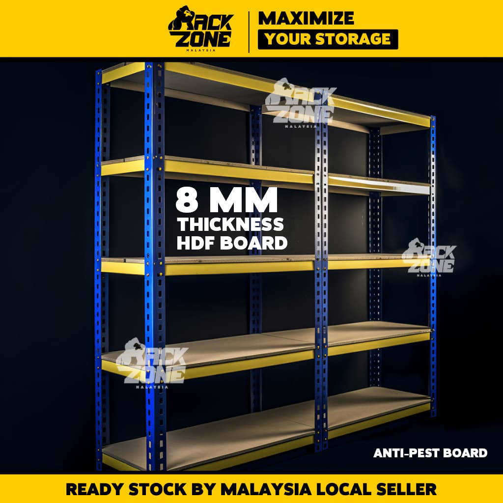 RACKZONE Yellow Blue 5 Level Rak Besi Bertingkat Boltless Rack Shelf ...