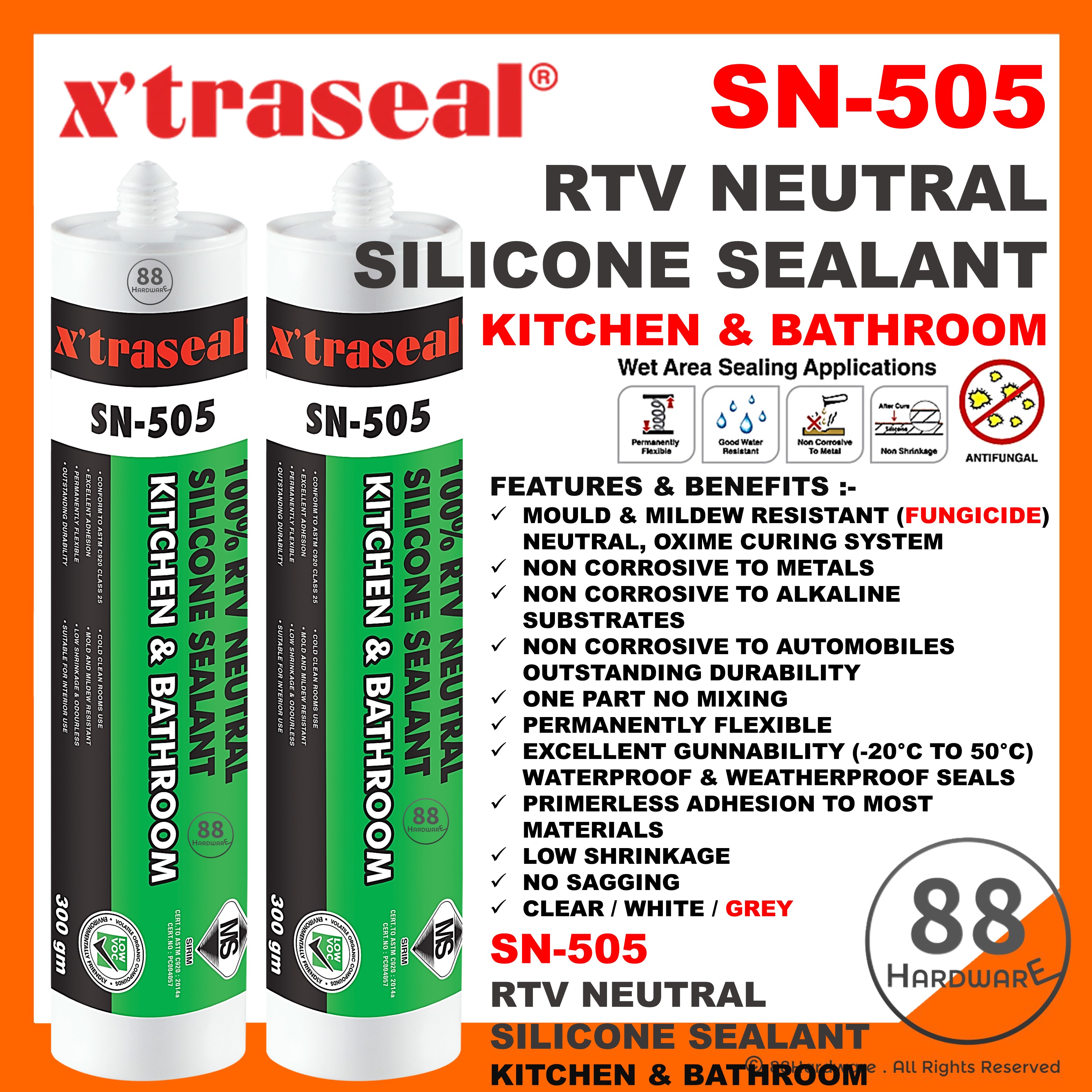 xtraseal SN505 antifungal silicone sealant / silicon / silicone
