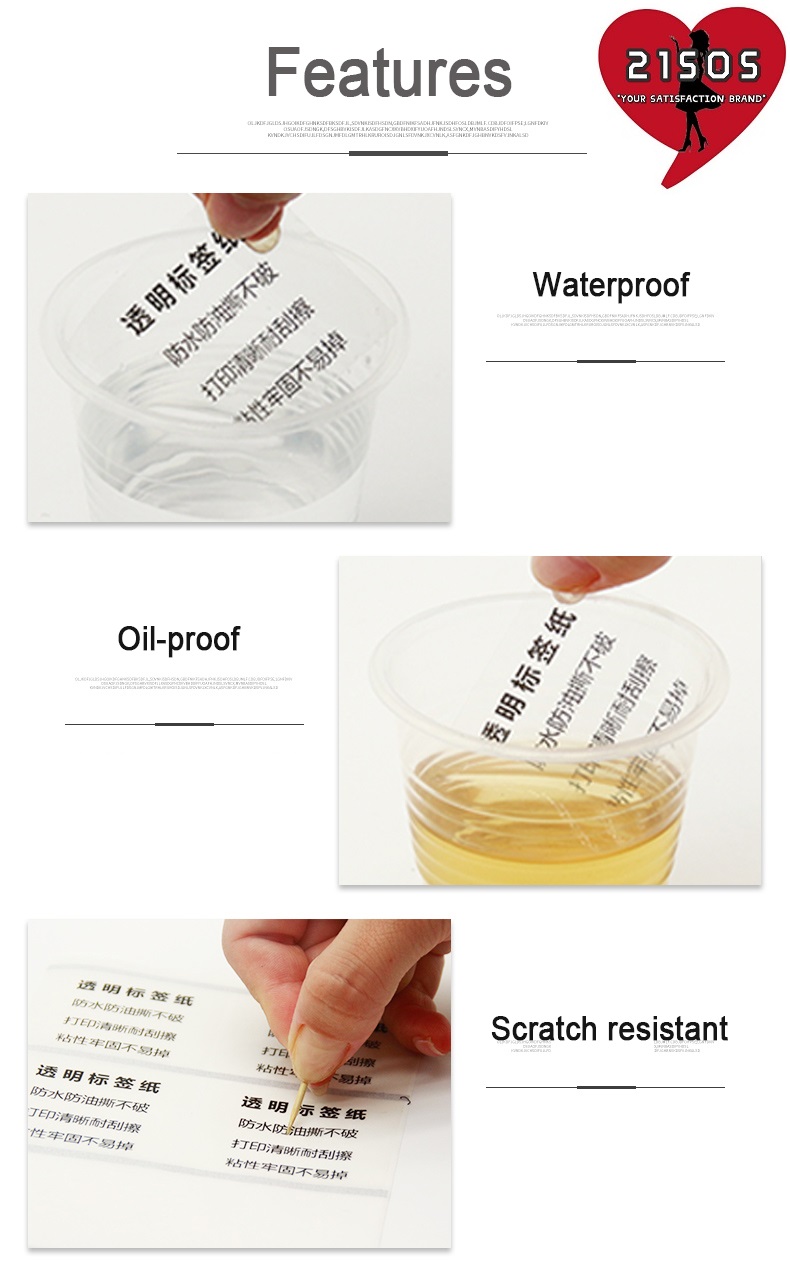 All Transparent Thermal Sticker Rolls PVC PET ISO Adhesive Clear Label ...