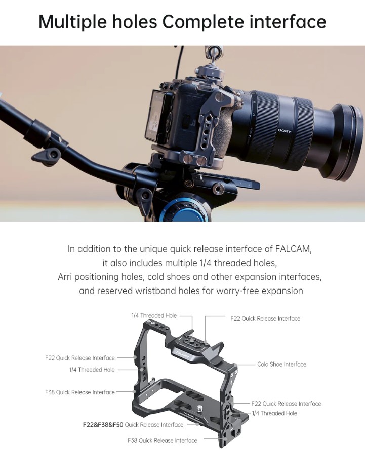 FALCAM F22 F38 F50 Quick Release Sony A1 A7M3 A7S3 A7R4 Camera Cage Rig ...