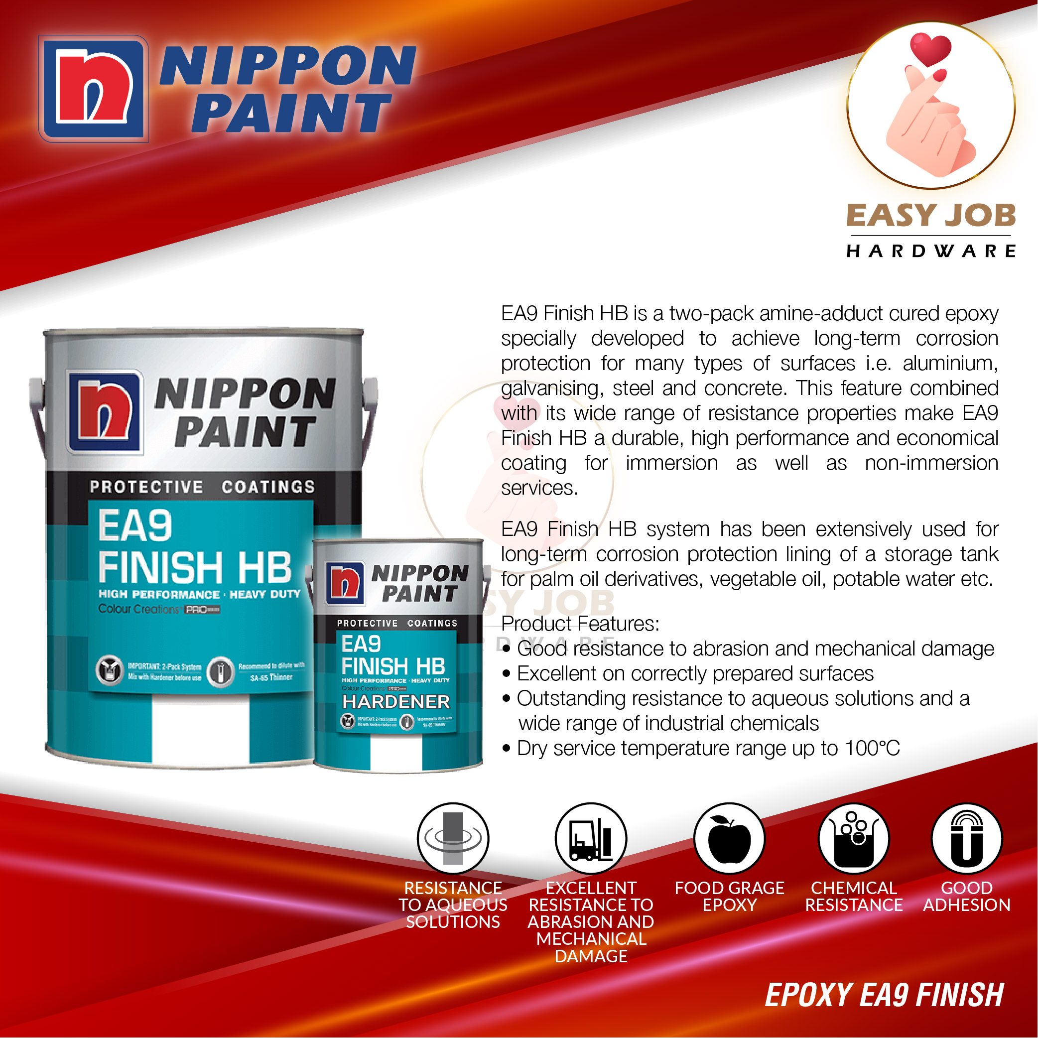5L Nippon Paint EA9 Epoxy Cat Lantai Simen Cat Kolam Ikan Waterproof ...