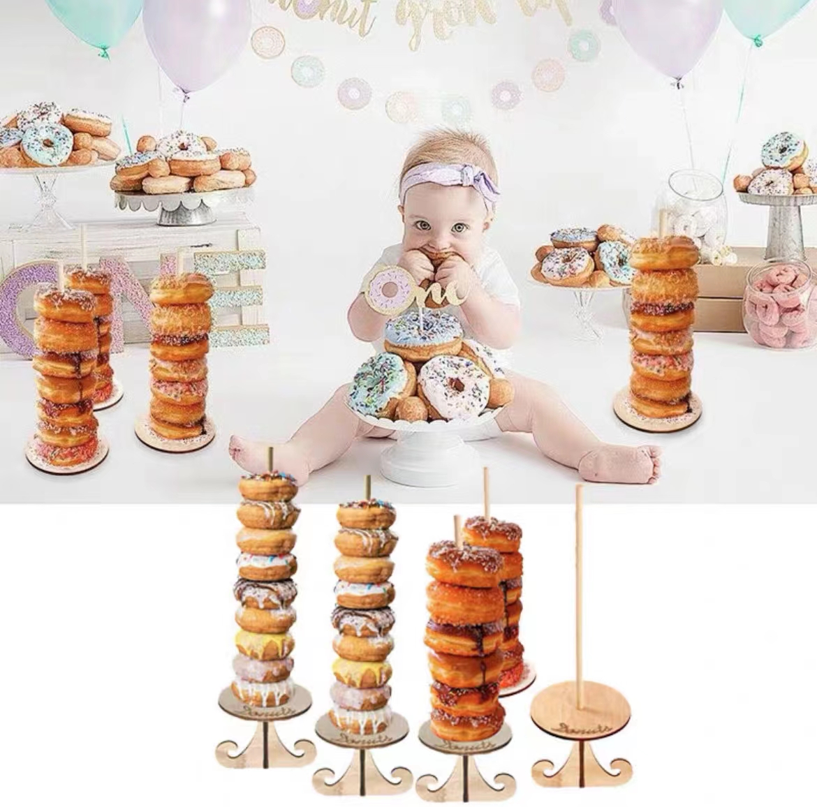 Ready Stock Wooden Donut Display Stand Doughnut Wood Stand Rack ...