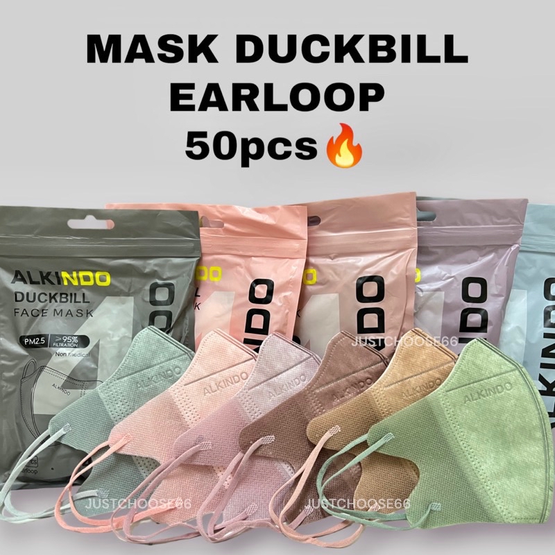 ALKINDO DUCKBILL MASK EARLOOP V MASK 10PCS AND 50PCSC 3D DESIGN ...