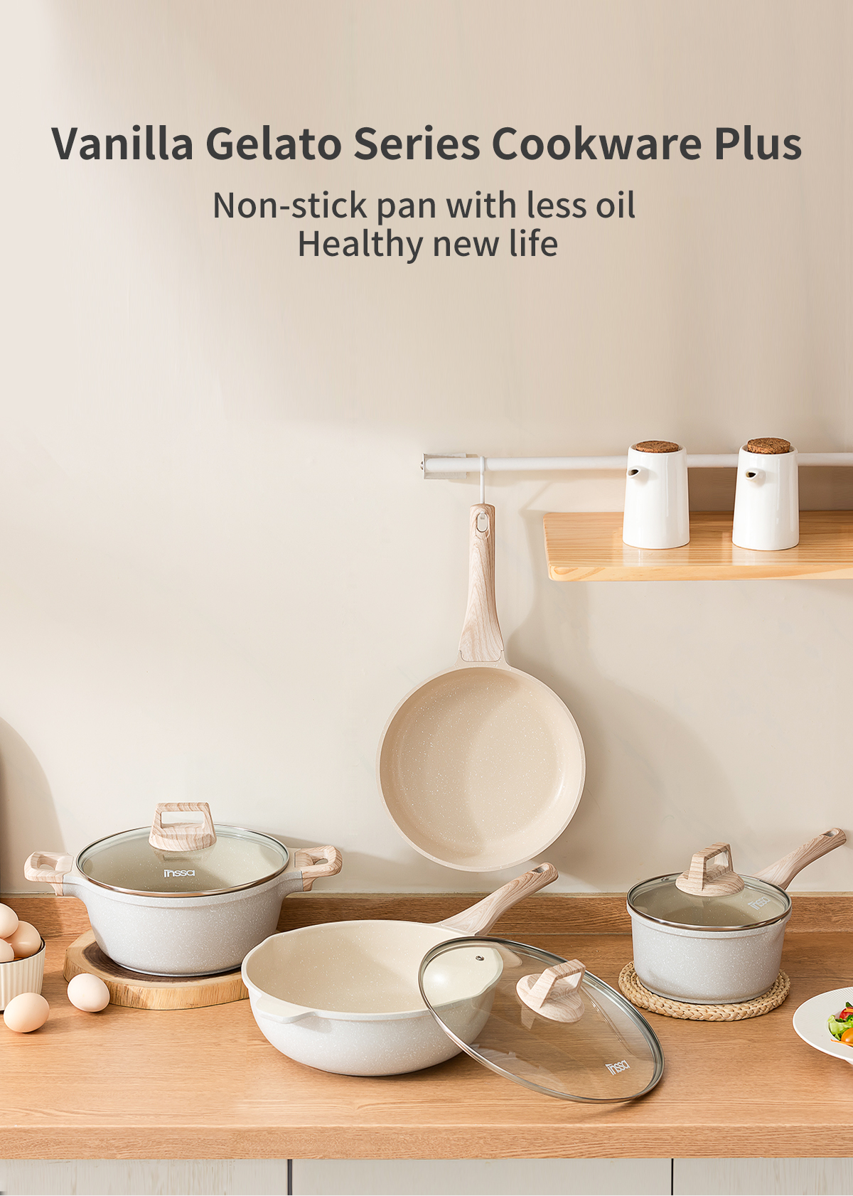 Simplus 7PCS Teflon Non Stick Coating Cookware Sets 24cm Fry Pan/28cm ...