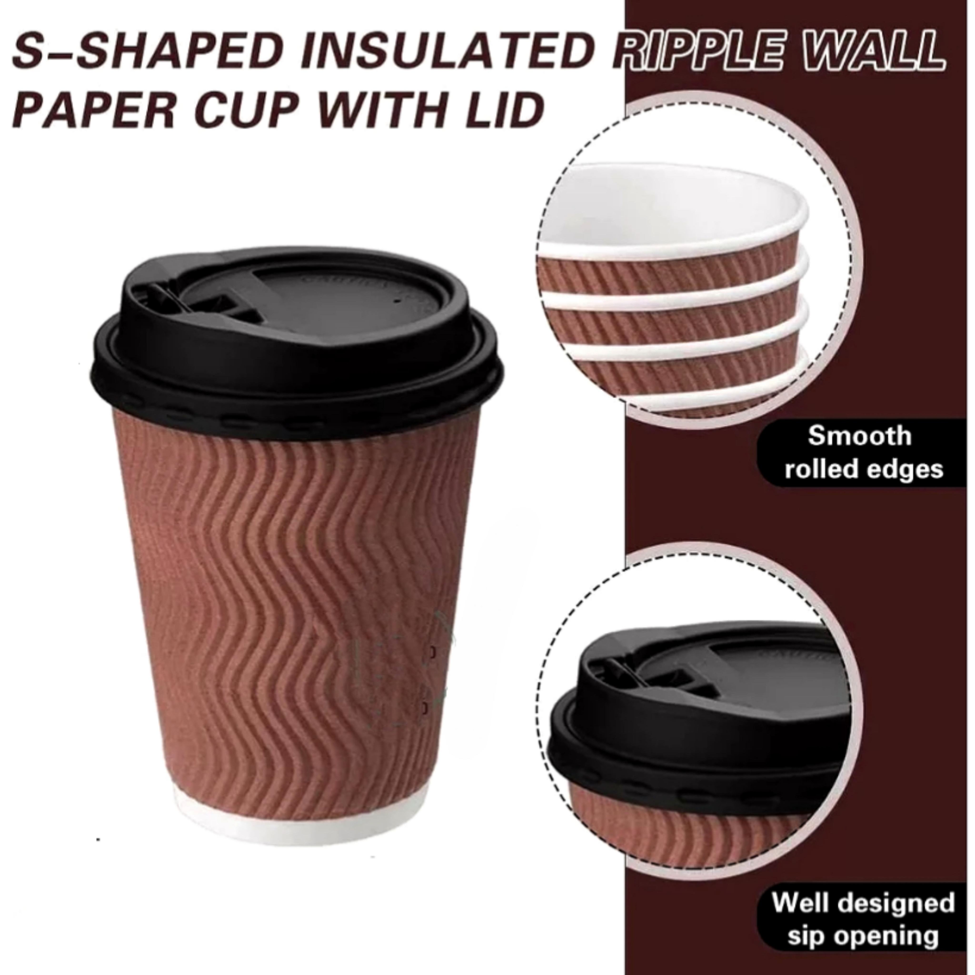 ☕100PCS☕ 8oz & 12oz RIPPLE HOT CUP WITH LID/ Coffee Cup /RIPPLE WALL ...