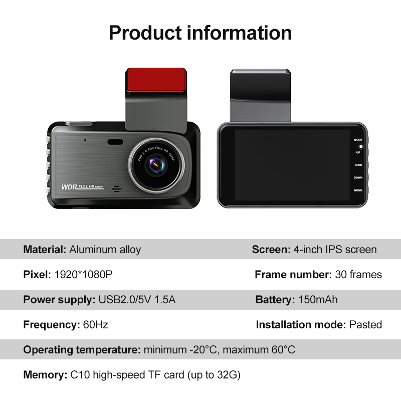Dash Cam Front and Rear WiFi Dual Channel Recording Full HD 1080P