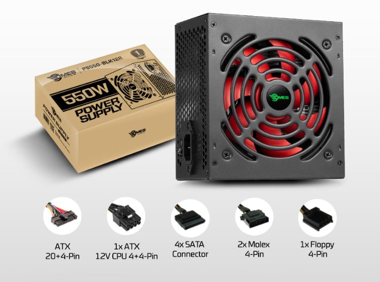 DMES 550W / 650W ATX Standard Normal Power Supply PSU (PS550-BLK12R ...