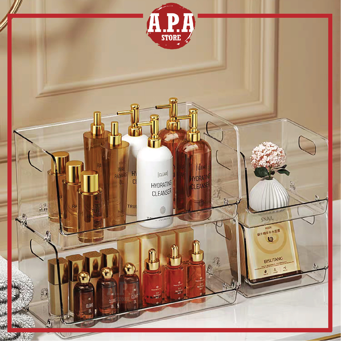APA Stackable Storage Box Transparent Nordic Modern Luxury Organizer ...