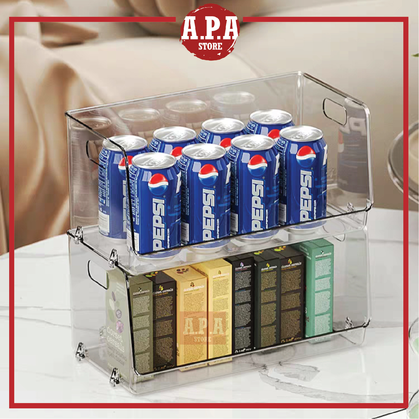 APA Stackable Storage Box Transparent Nordic Modern Luxury Organizer ...