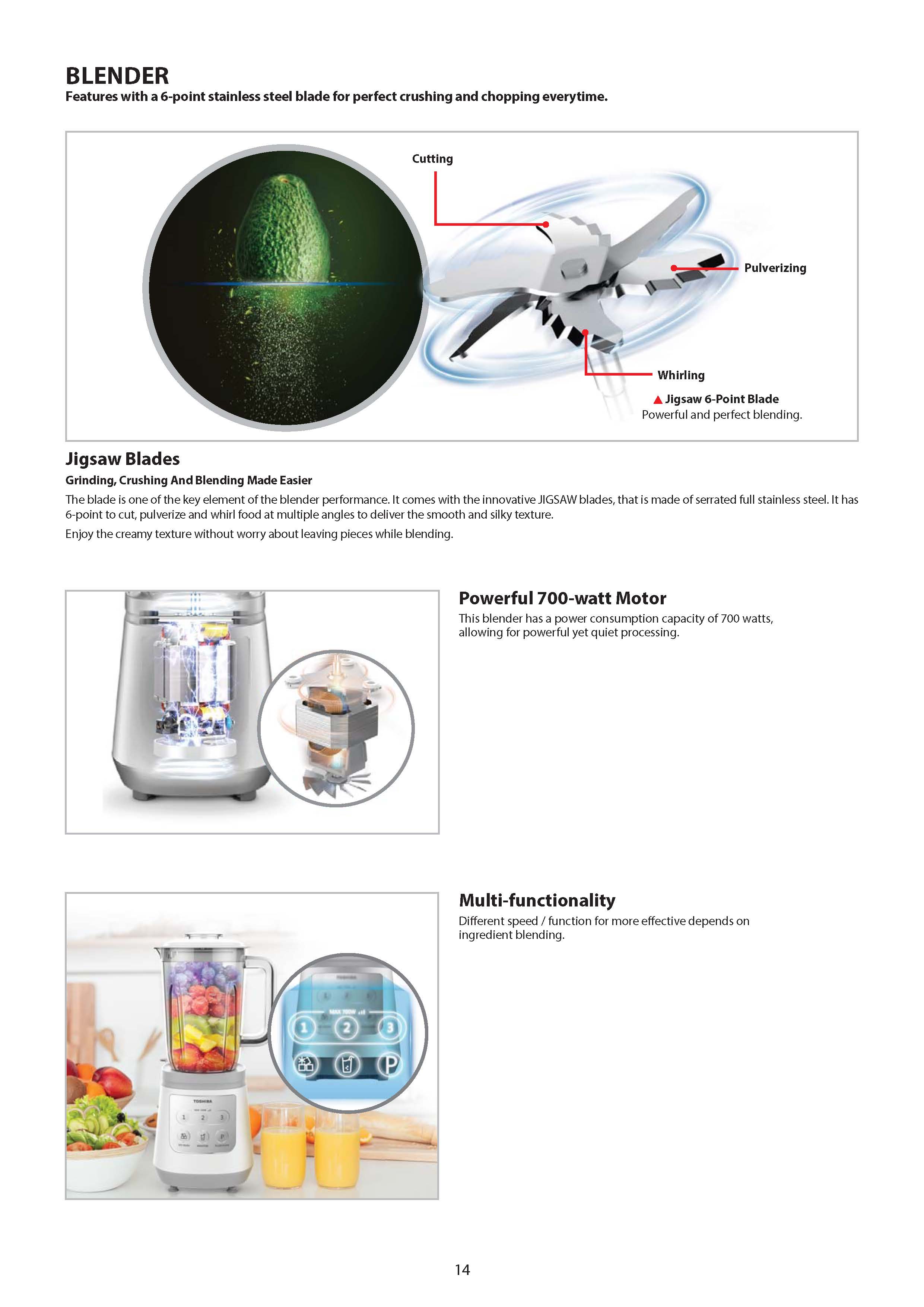 TOSHIBA 2.0L 700W BLENDER WITH GRINDERS, MEAT GROUNDING, JUICE FILTER ...