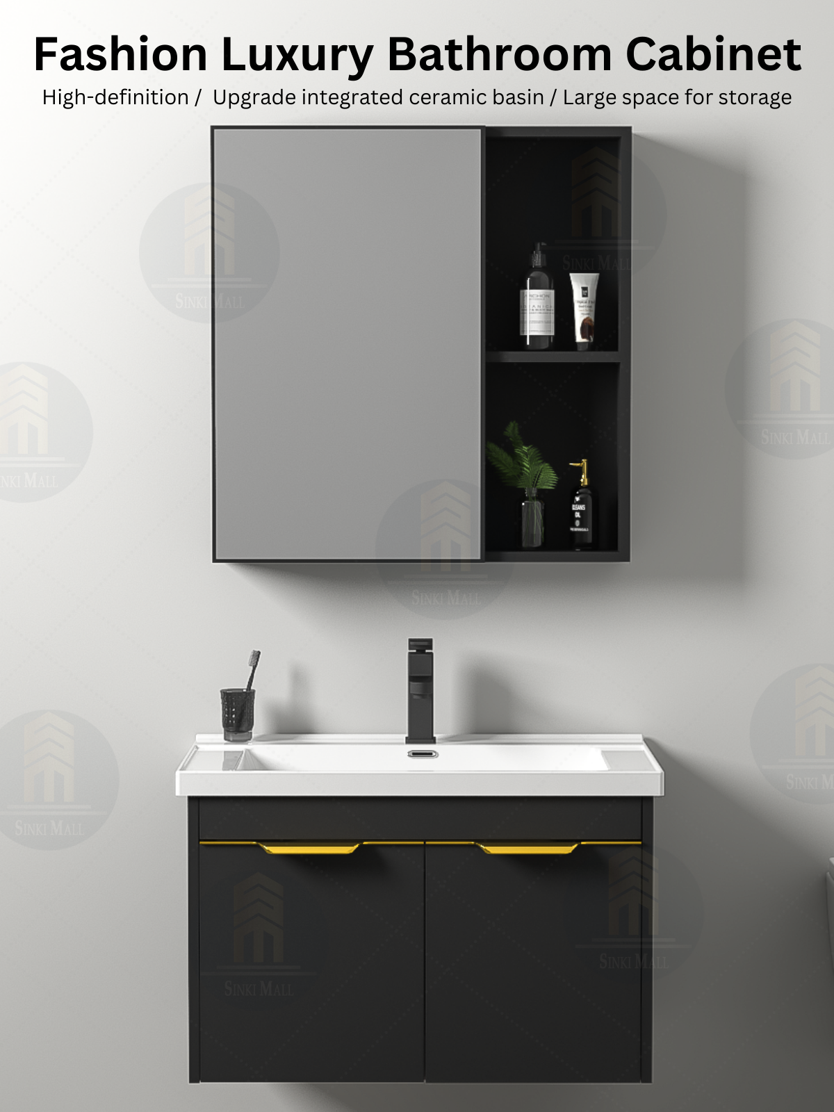 Bathroom Cabinet Ceramic basin Sink with Mirror Box sinki bilik air 洗脸盆 ...