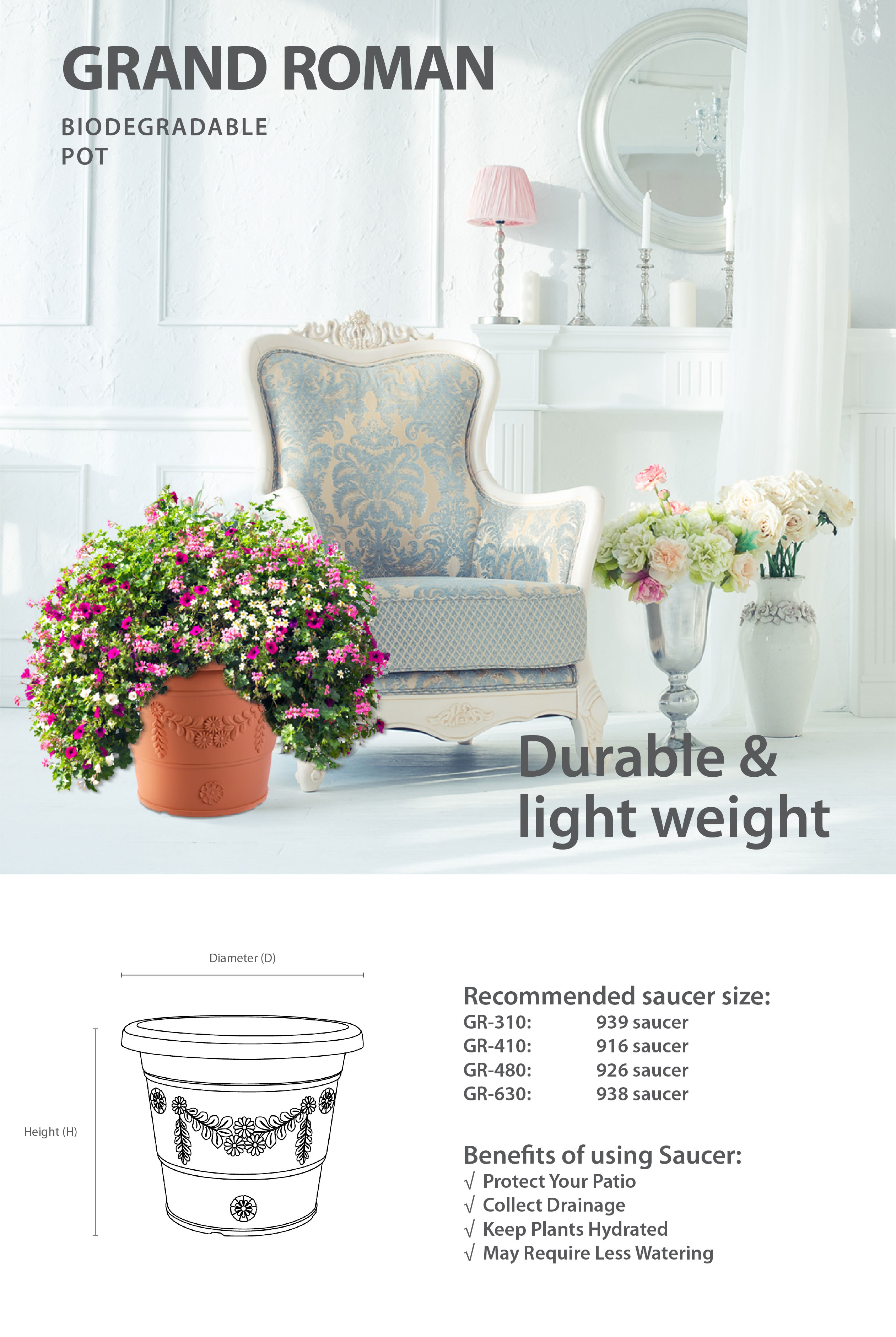 Ready Stock | Baba BI-GR-310 / BI-GR-410 / BI-GR-480 | Flower Pot ...