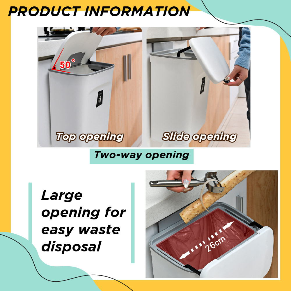 Borong365 7L 9L Wall Mounted Rubbish Bin Kitchen Dustbin Trash Cabinet ...