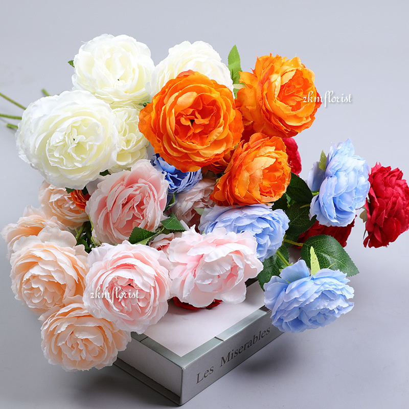 (3FLOWERS) PEONY ARTIFICIAL FAKE FLOWER Bouquet Living Home Decor ...
