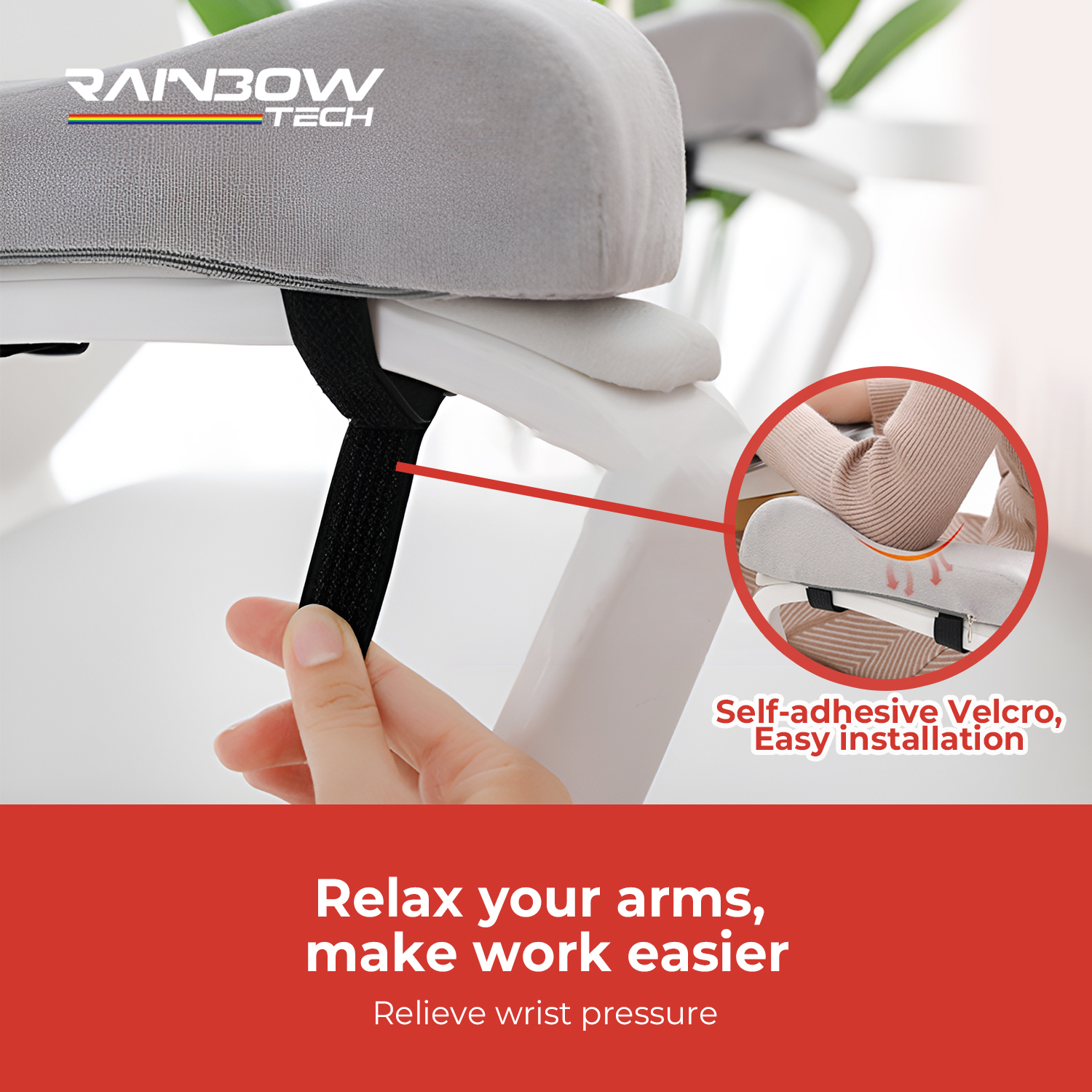 RBTECH Memory Foam Arm Rest Office Chair Armrest Pads Elevated Sloped ...