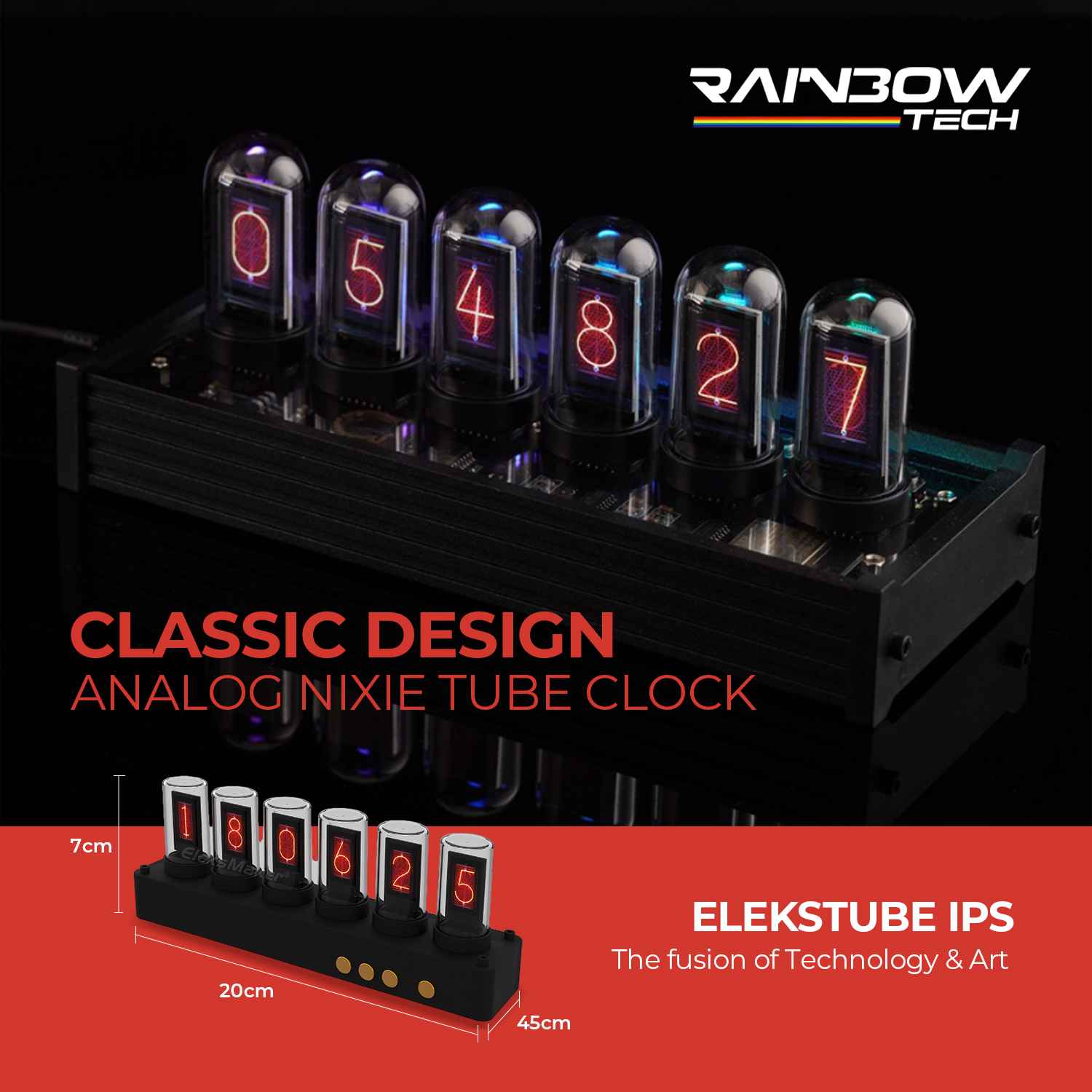 RBTECH EleksMaker EleksTube IPS Nixie Tube RGB Digital Clock RGB ...