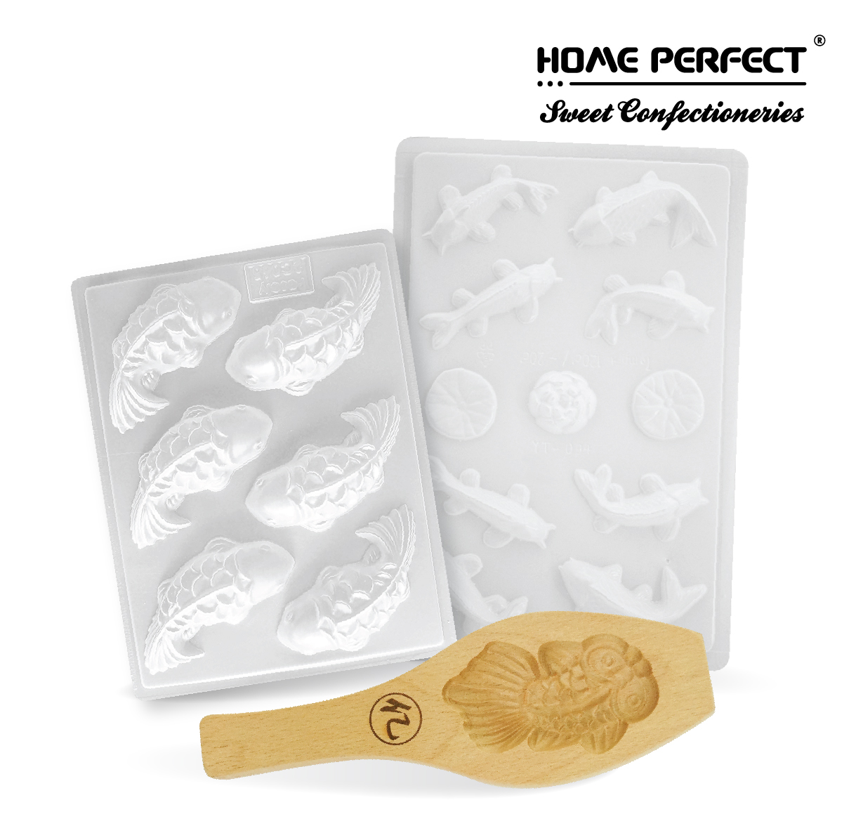 HOME PERFECT 金鱼,鯉魚,元宝,莲花/Gold Koi Fish&Ingot&Lotus Jelly Mould,DIY ...