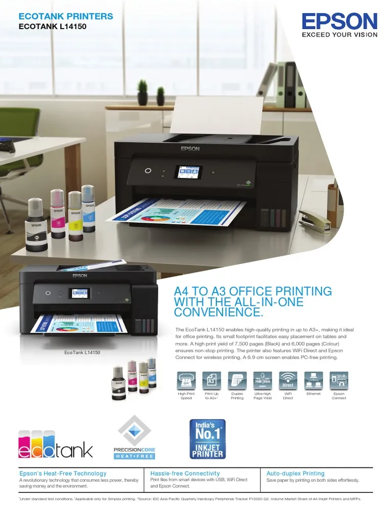 EPSON Ecotank A3+ Print Scan Copy Fax Wireless Printing L14150 | Shopee ...