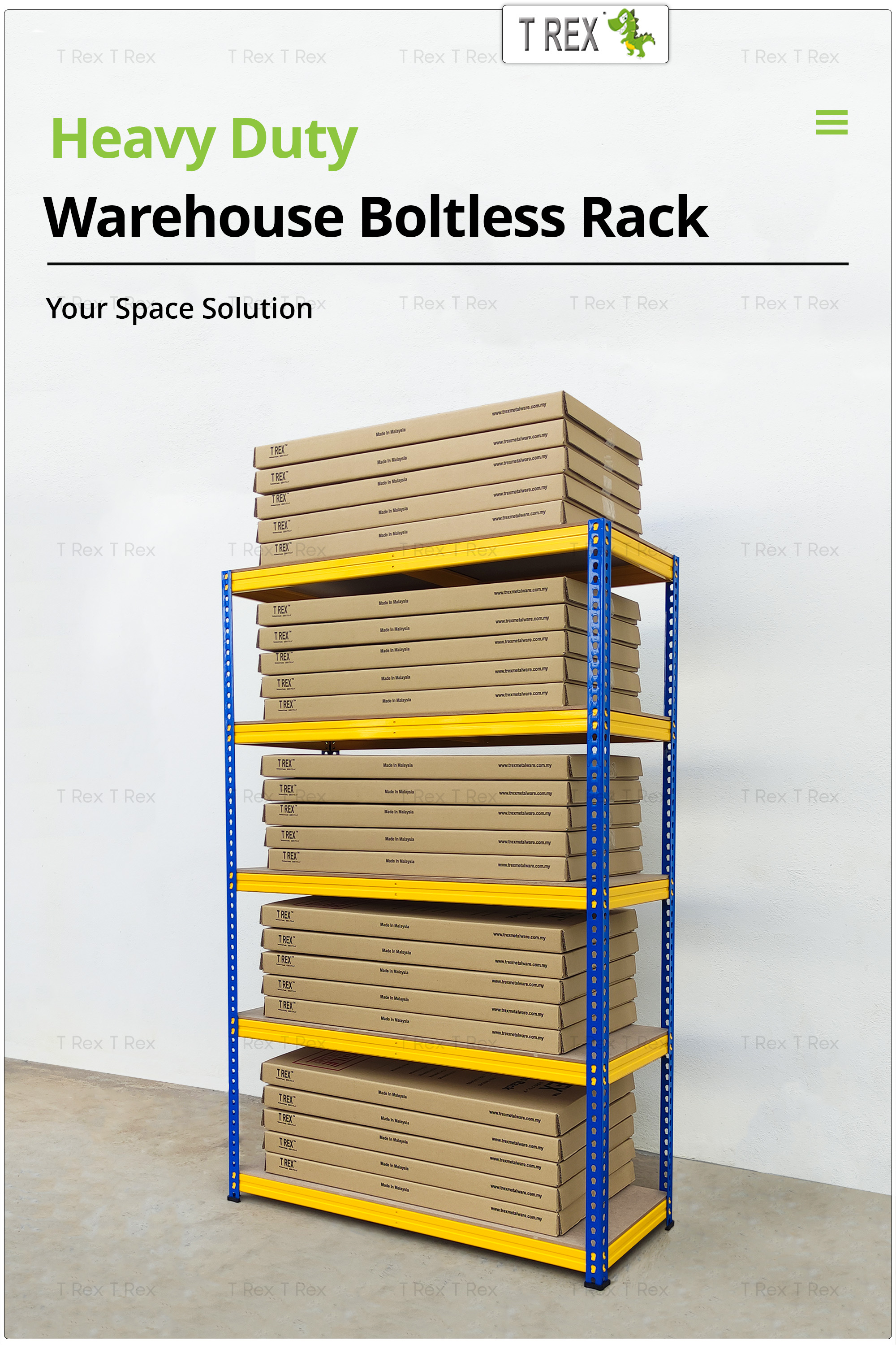T Rex Warehouse Storage Rack Rak Besi 5T Heavy Duty | Rak Simpanan Stor ...
