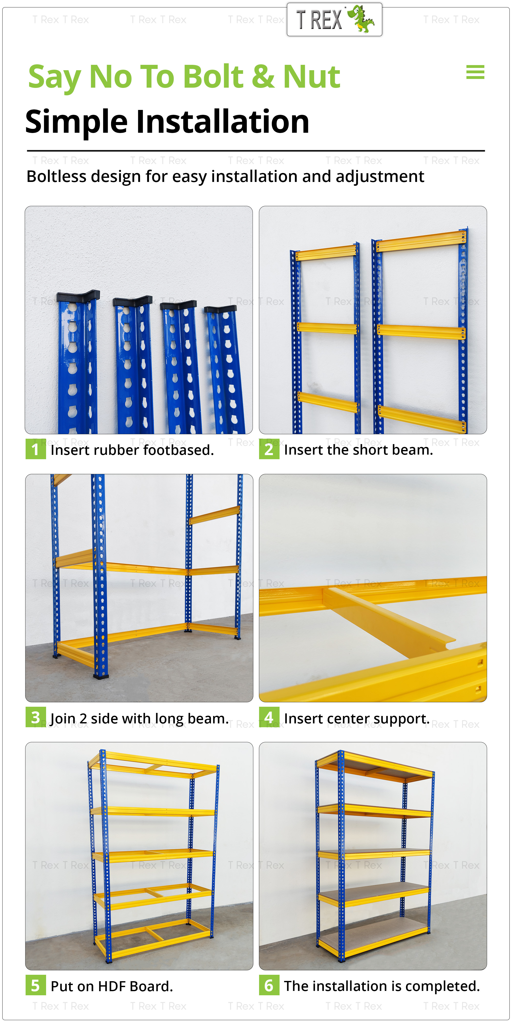 T Rex Warehouse Storage Rack Rak Besi 5T Heavy Duty | Rak Simpanan Stor ...