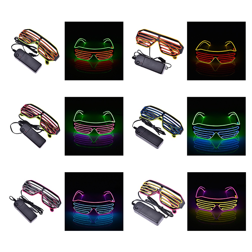 (Batteries Included) LED Luminous Glasses Halloween Bright Neon ...