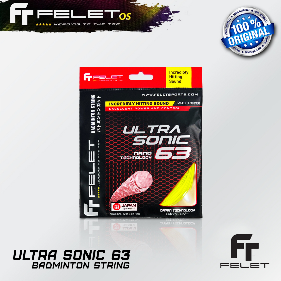 [100% ORIGINAL] FELET Ultra Sonic 63 Badminton String High repulsion ...