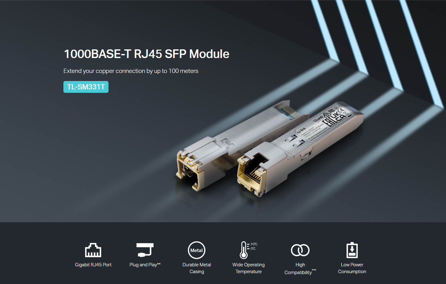 TP-LINK Tplink Gigabit RJ45 SFP Module 1000Mbps RJ45 Copper Transceiver ...