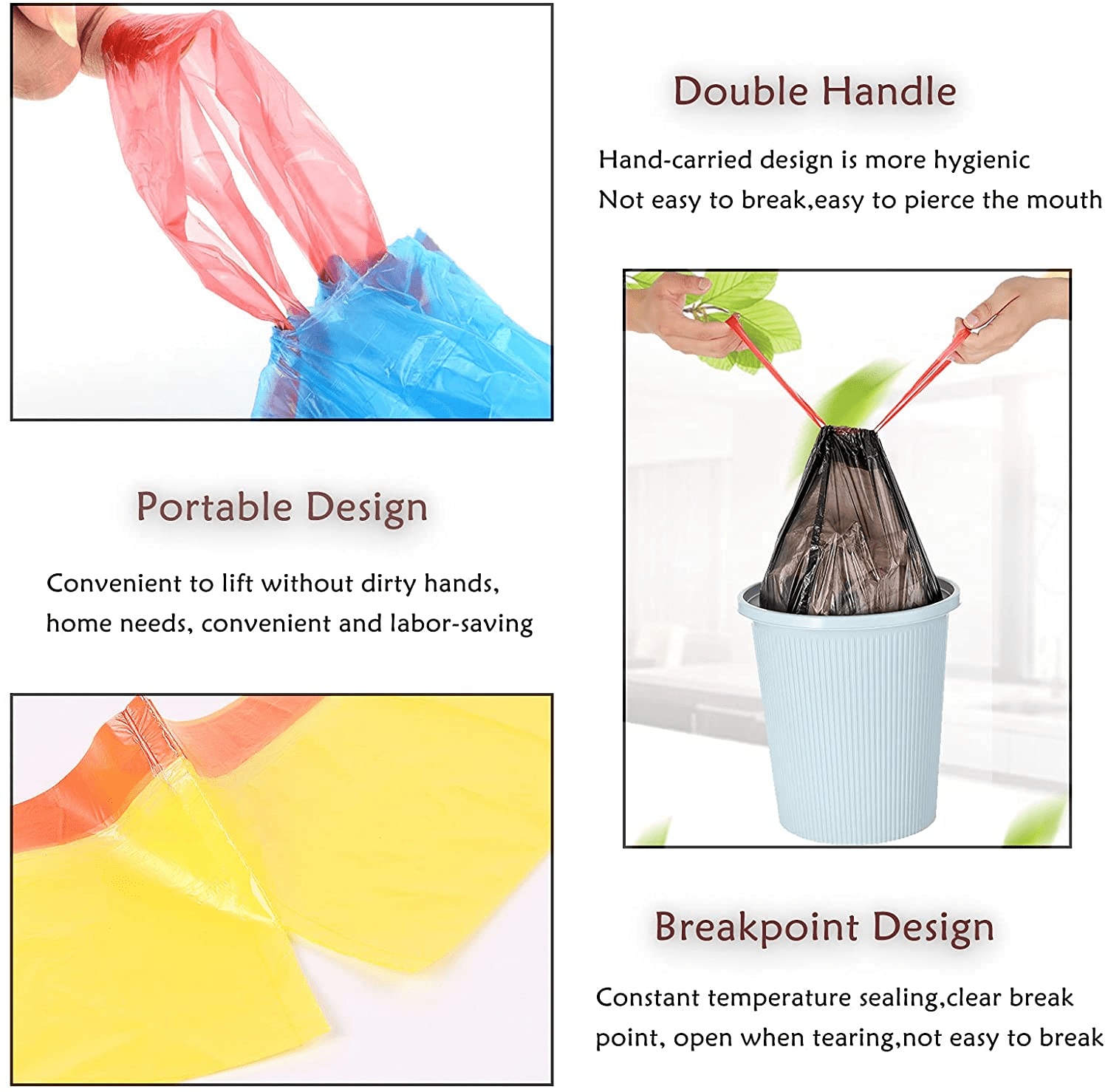 100 Pcs Drawstring Garbage Bag Trash Bag Rubbish With Rope Easy Pull ...