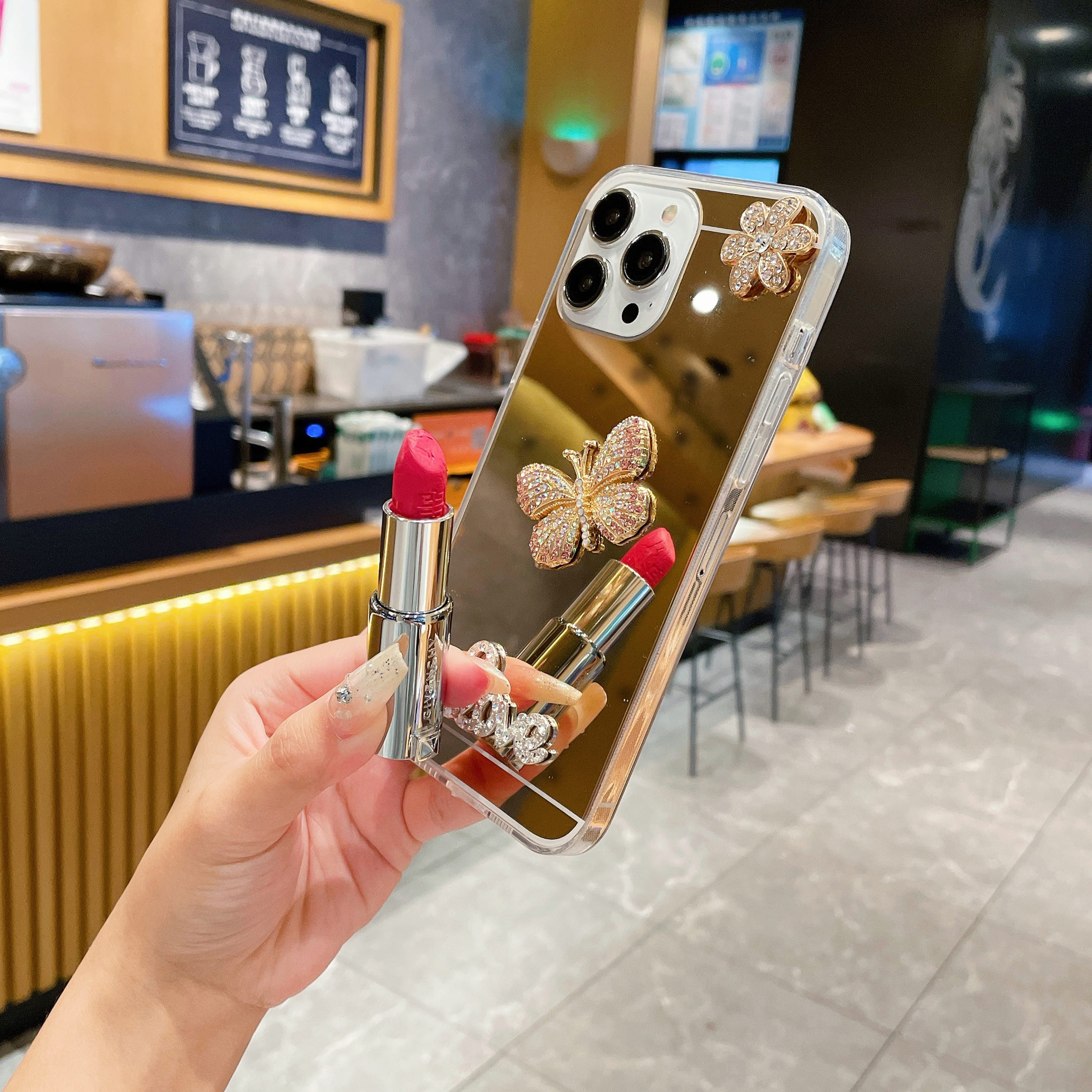 Honor X7 X8 X9 90 Lite 200 Pro fon sarung gold mirror butterfly ring ...