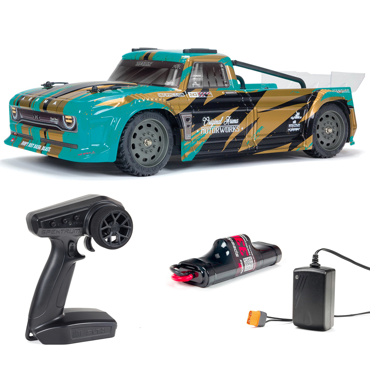 ARRMA RC Truck Infraction 1/8 4WD MEGA - Street Bash Truck RTR In Rot/Blau