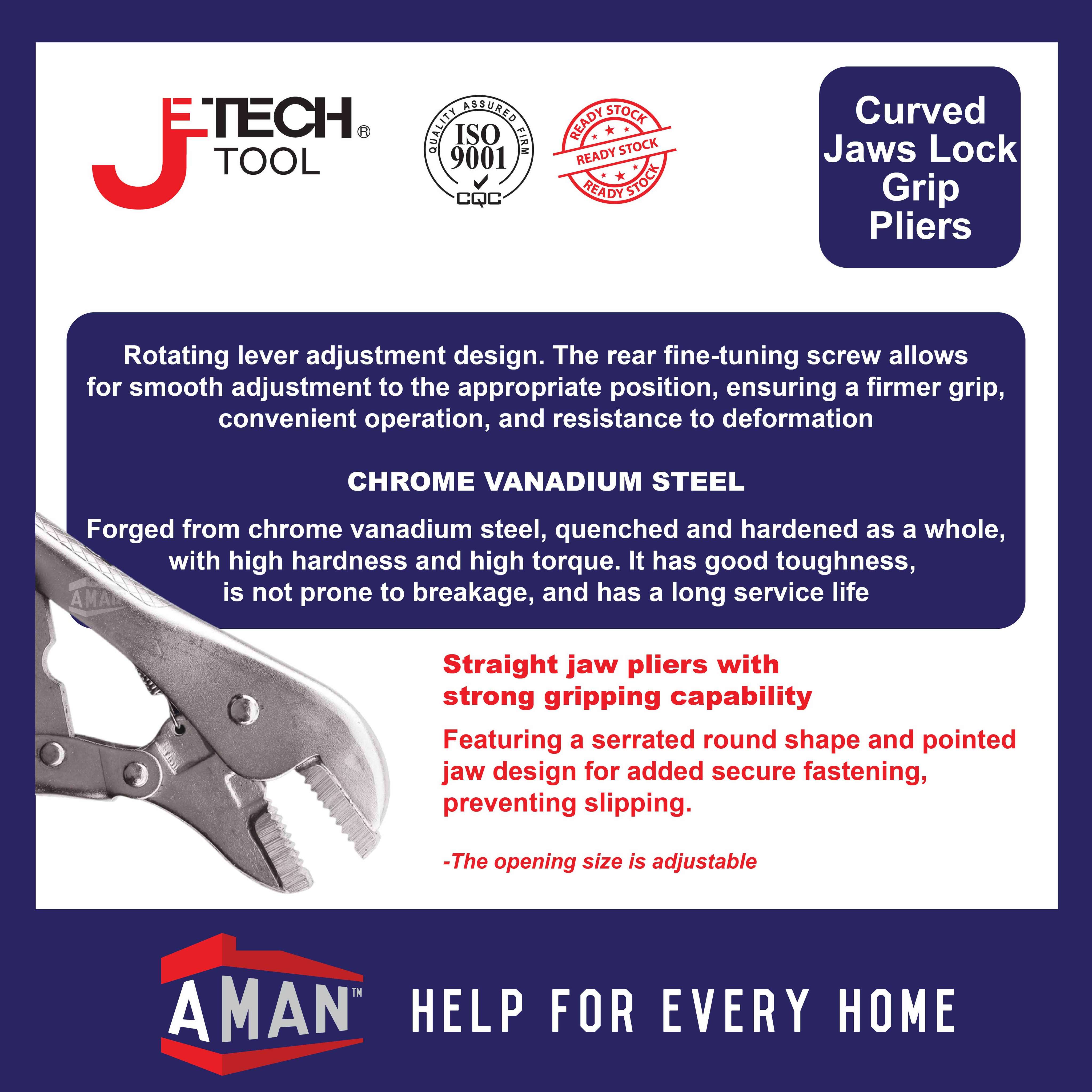 JETECH Curved Jaw Lock Grip Plier Curved Jaw Locking Plier Knocking ...