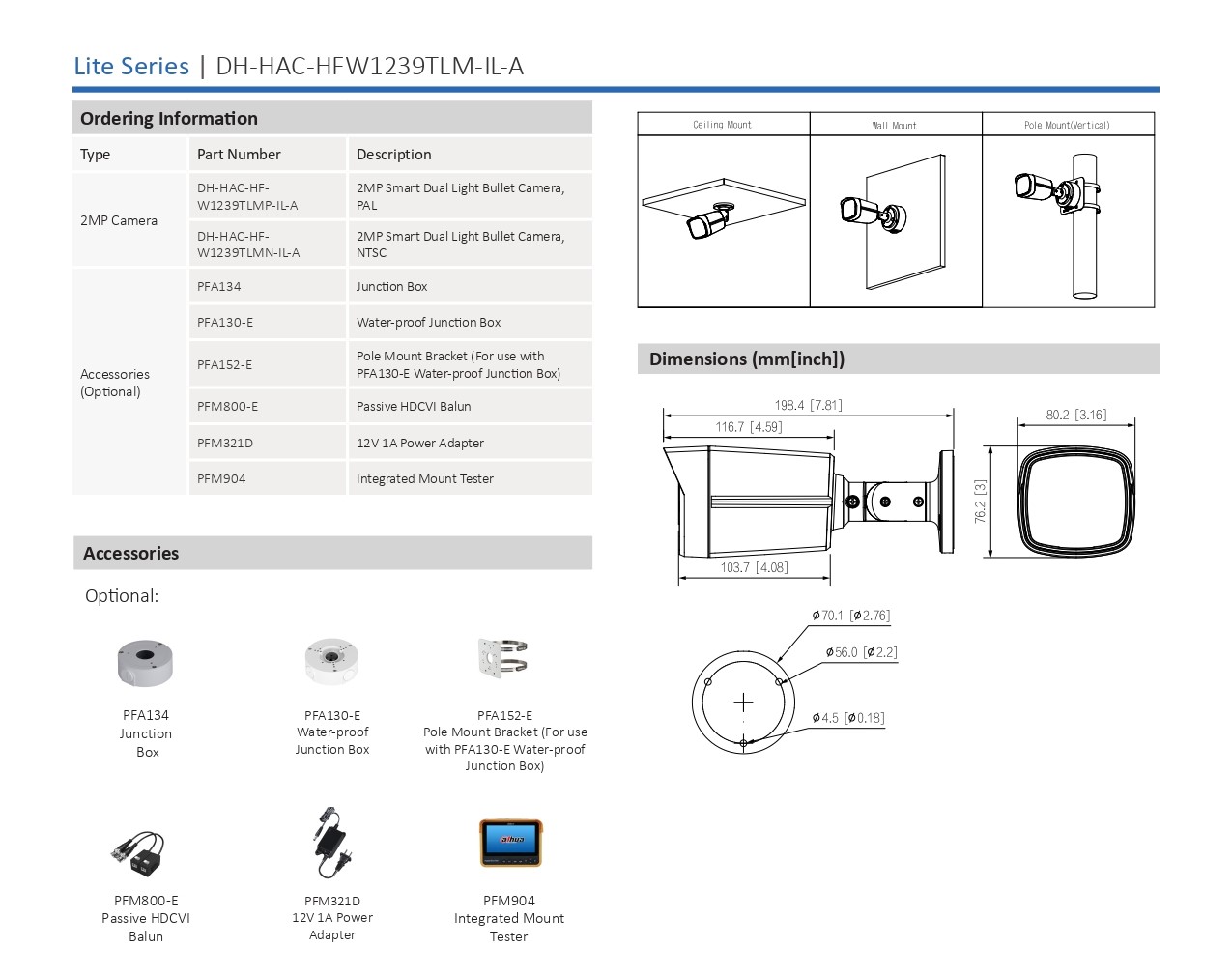 Dahua 2MP 2 Megapixel IP67 Outdoor Dual Light Analog Bullet CCTV Camera ...
