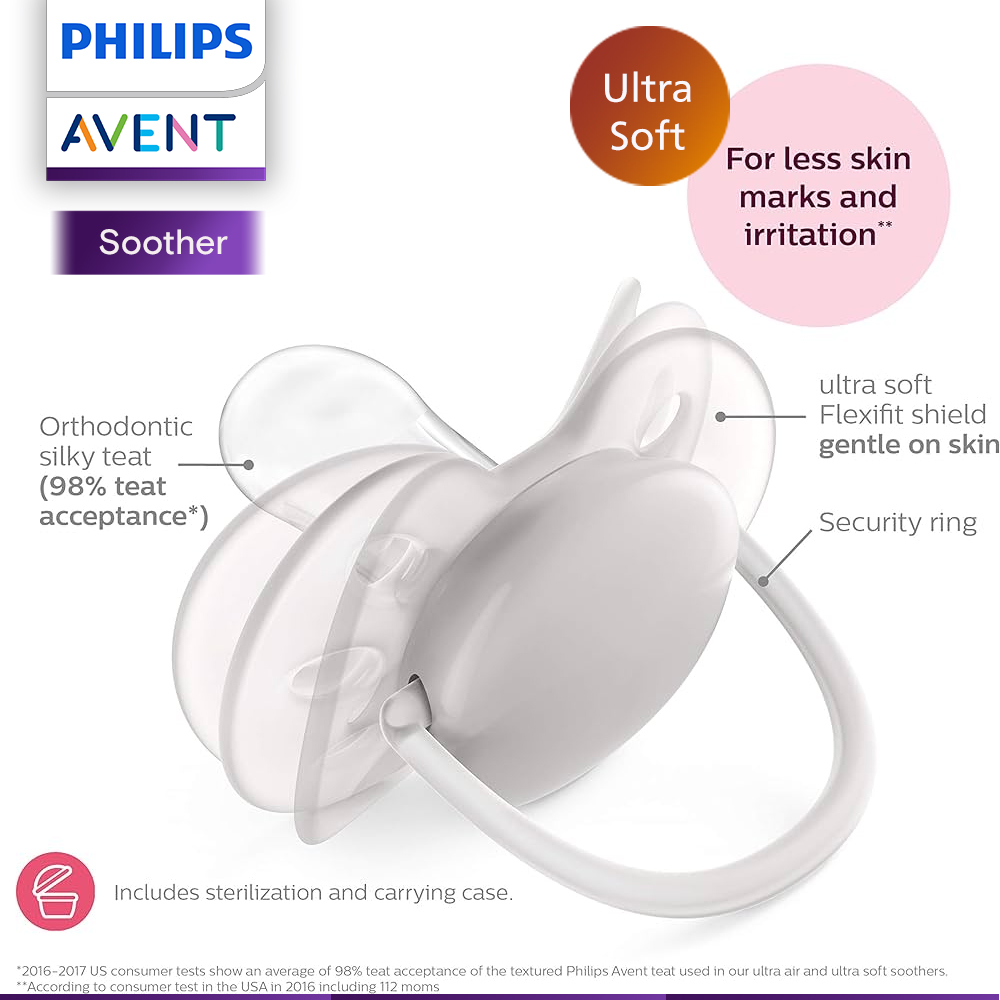 Philips Avent Ultra Soft Ultra Air Soother Pacifier 6-18 Mths & 18M ...