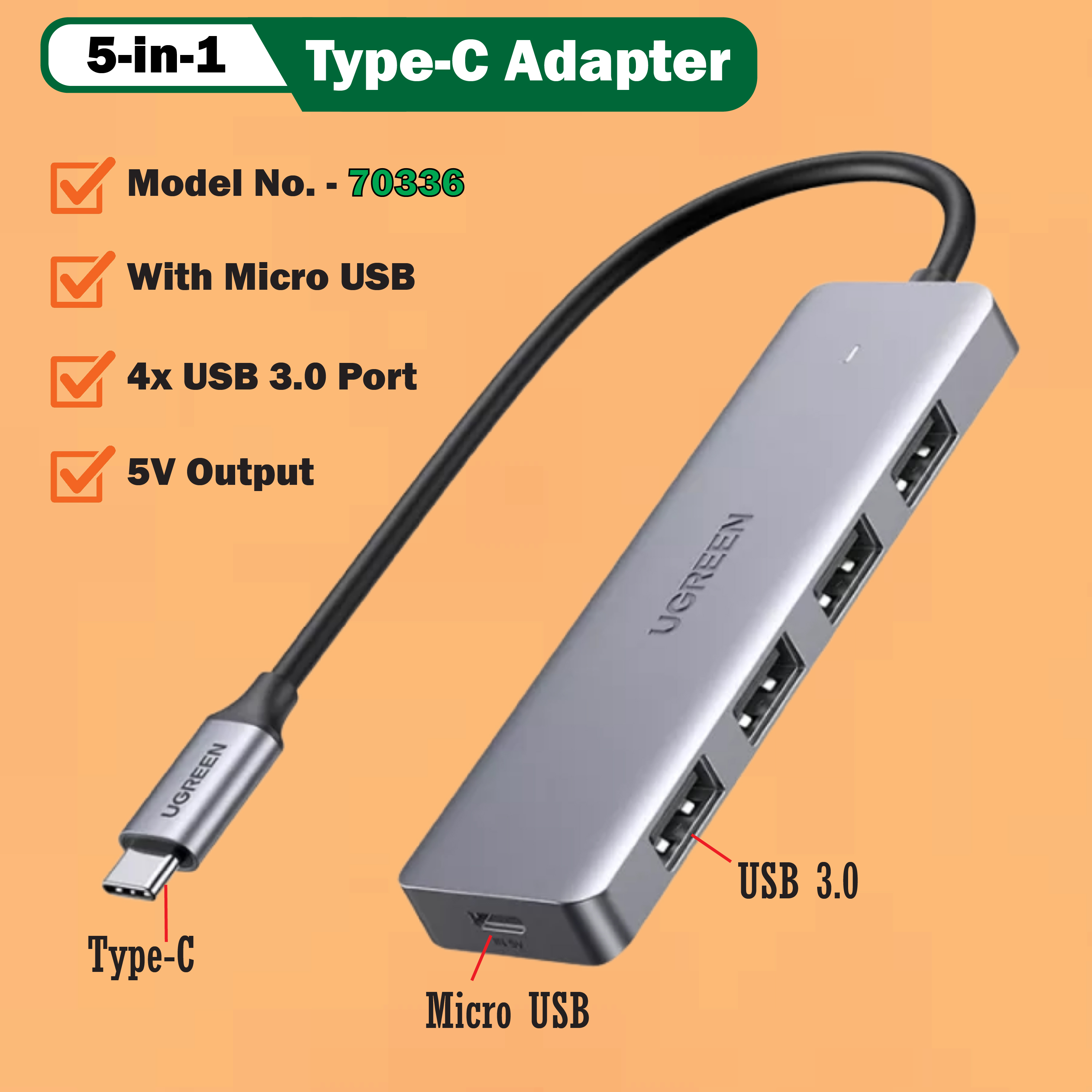 UGREEN USB C Hub Mini Size USB Type C 3.1 to 4K HD MI USB 3.0 OTG ...