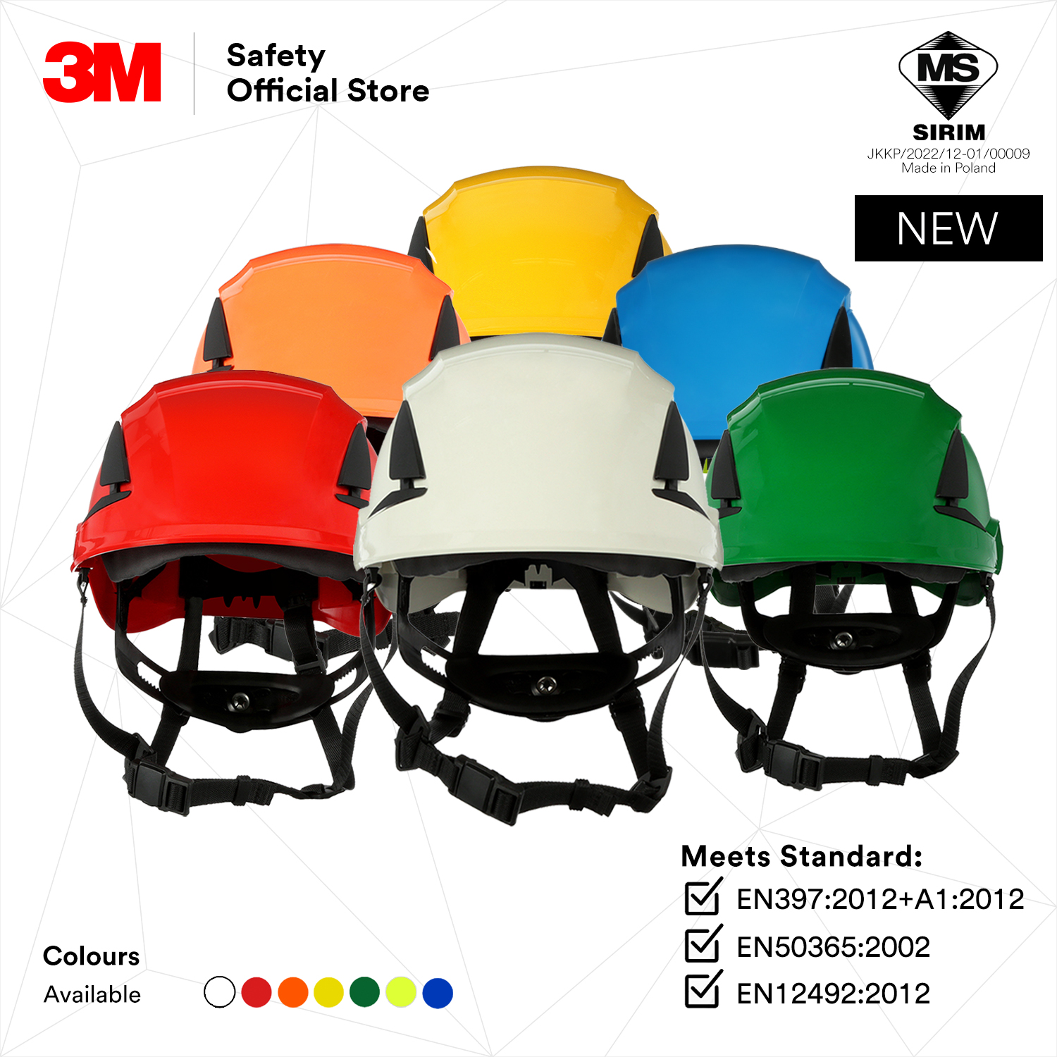 3M DOSH SIRIM SecureFit X5000VECE Series Vented Safety Helmet