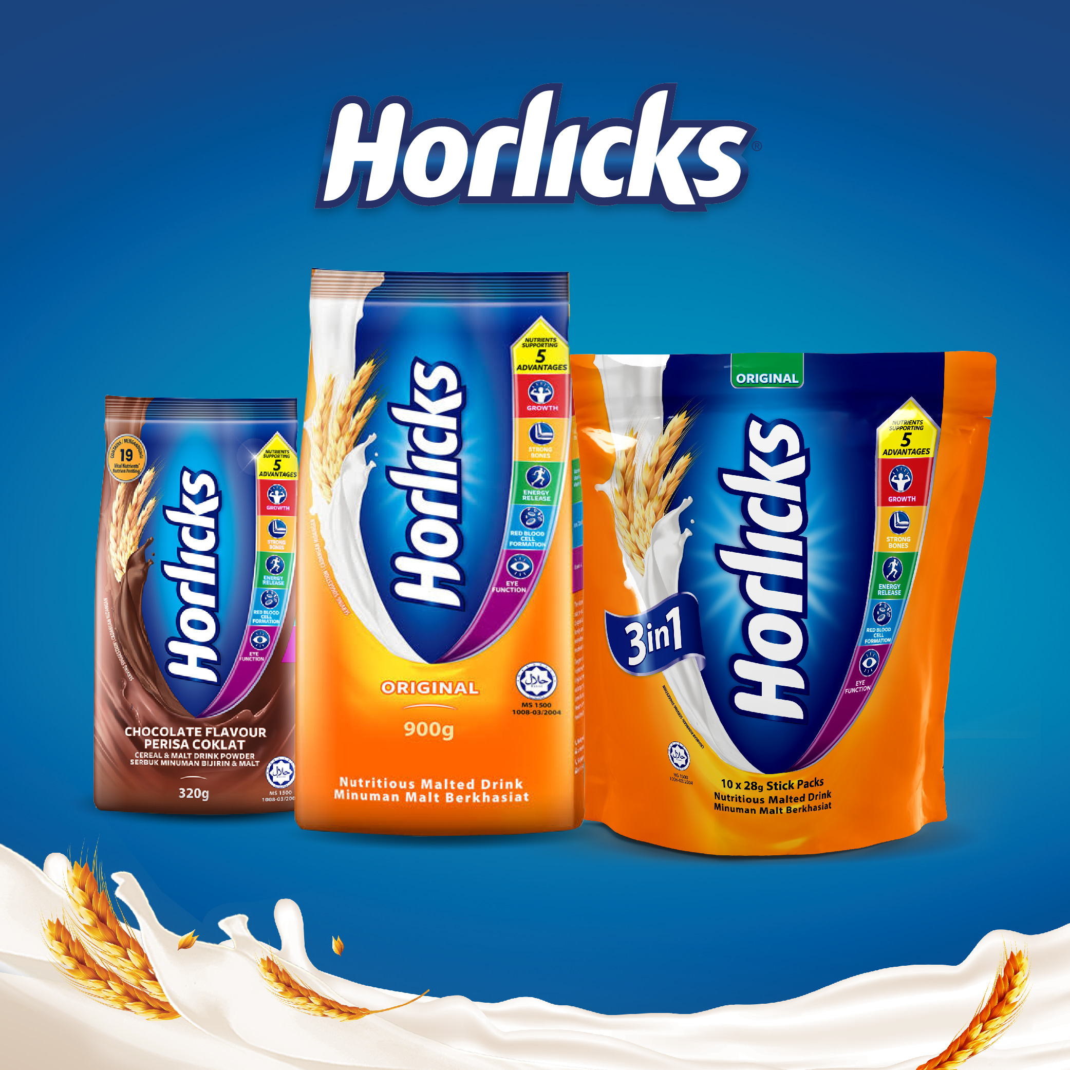 Horlicks 3 In 1 Instant Cereal Drink (10 x 32g) | Shopee Malaysia