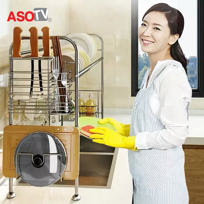 ASOTV® Stainless Steel Sink Dish Rack Dish Drainer Kitchen Rack Rak ...