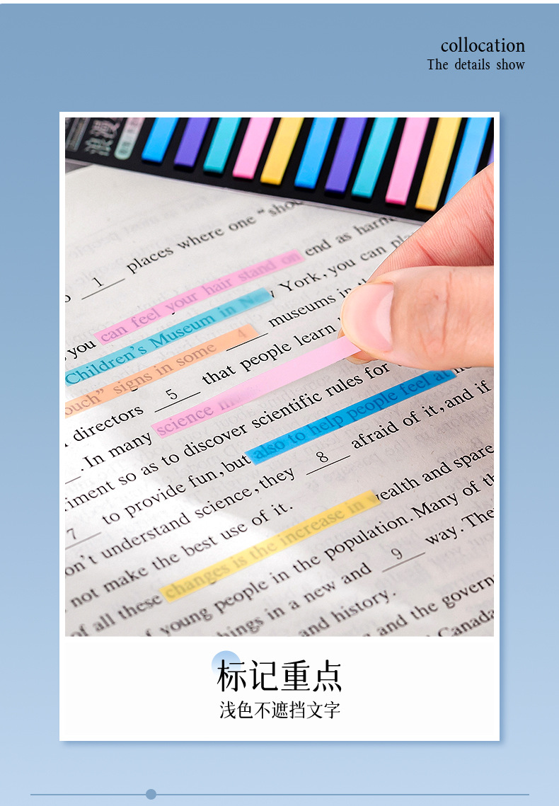 Whitespace 300pcs Thin Waterproof Sticky Notes Highlight Annotation ...