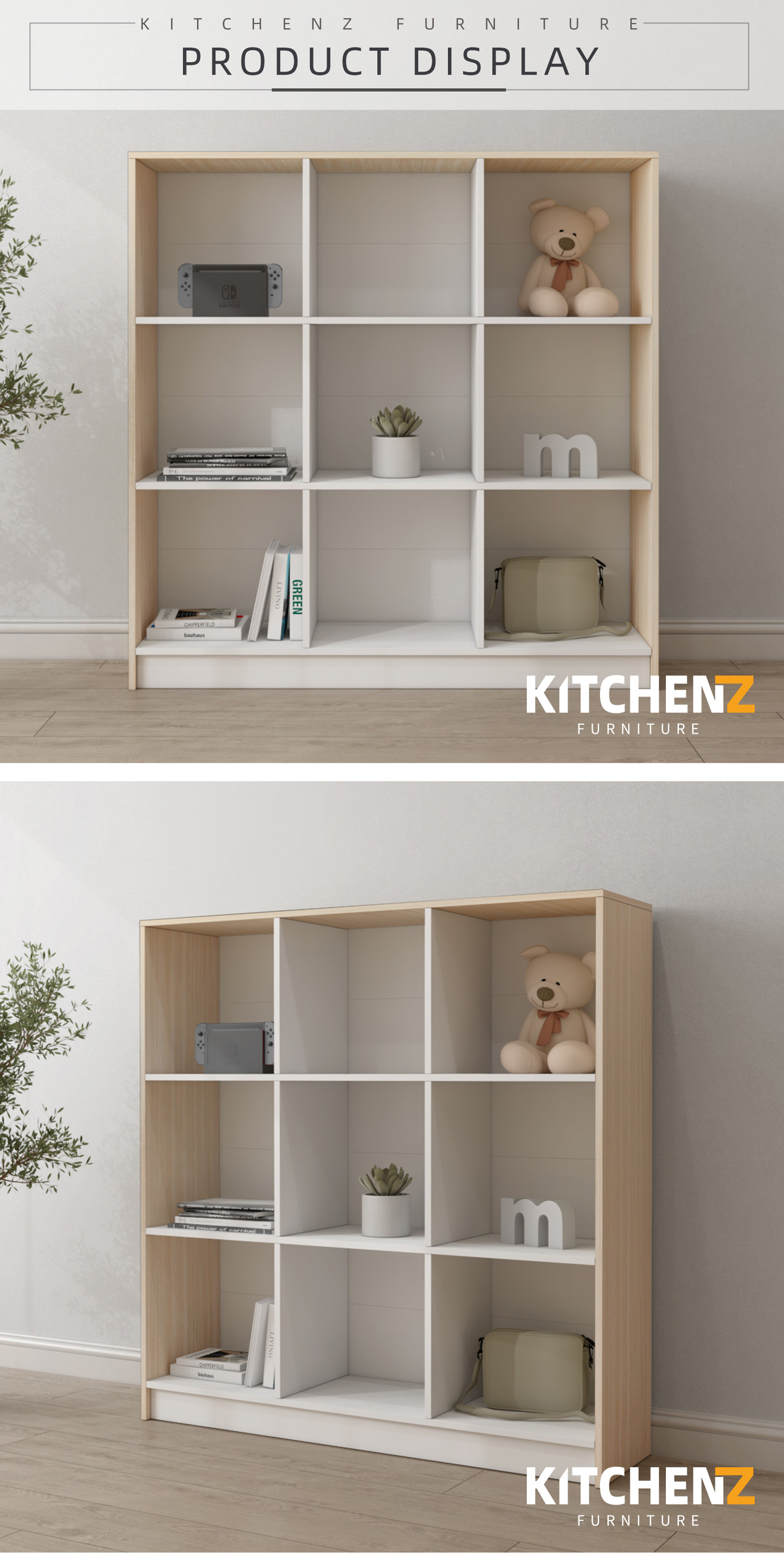 KitchenZ Book Shelf Book Rack Buku Rak Divider Cabinet with 9 ...