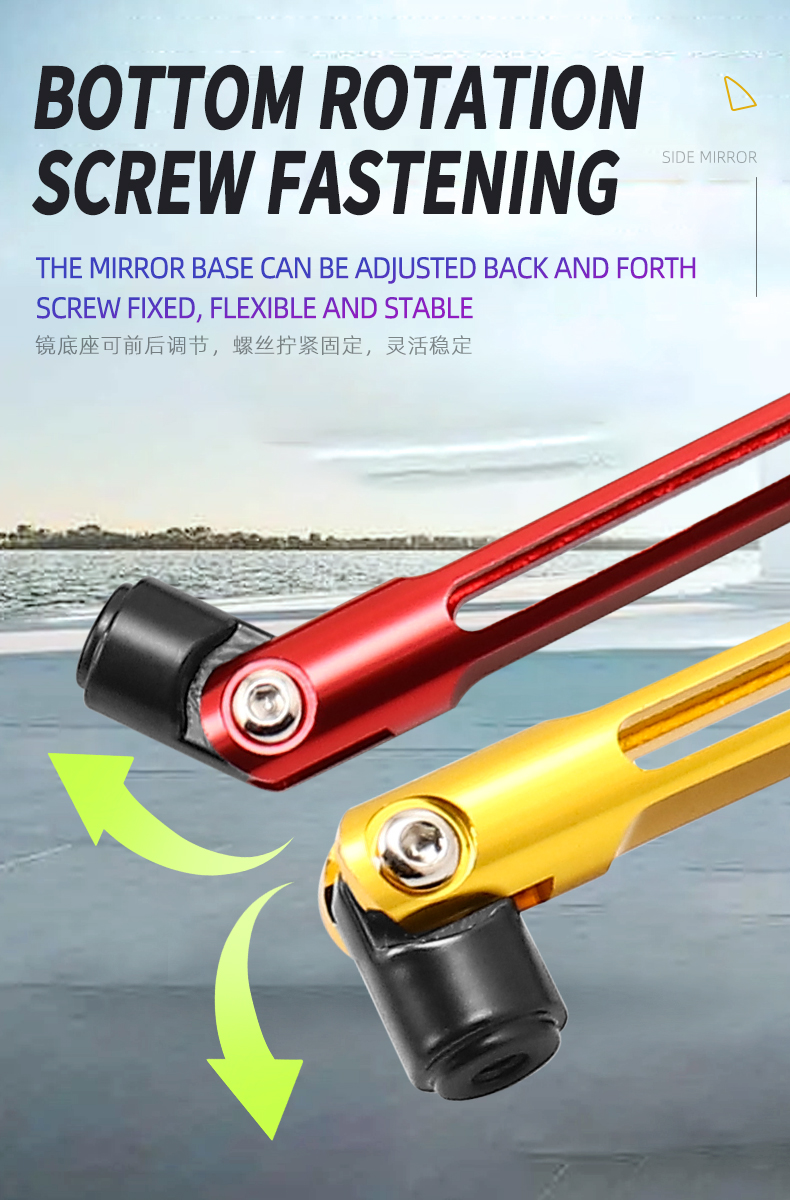 Universal Rear View Mirror Side Mirror Alloy CNC Blue Cermin Sisi Aloy ...