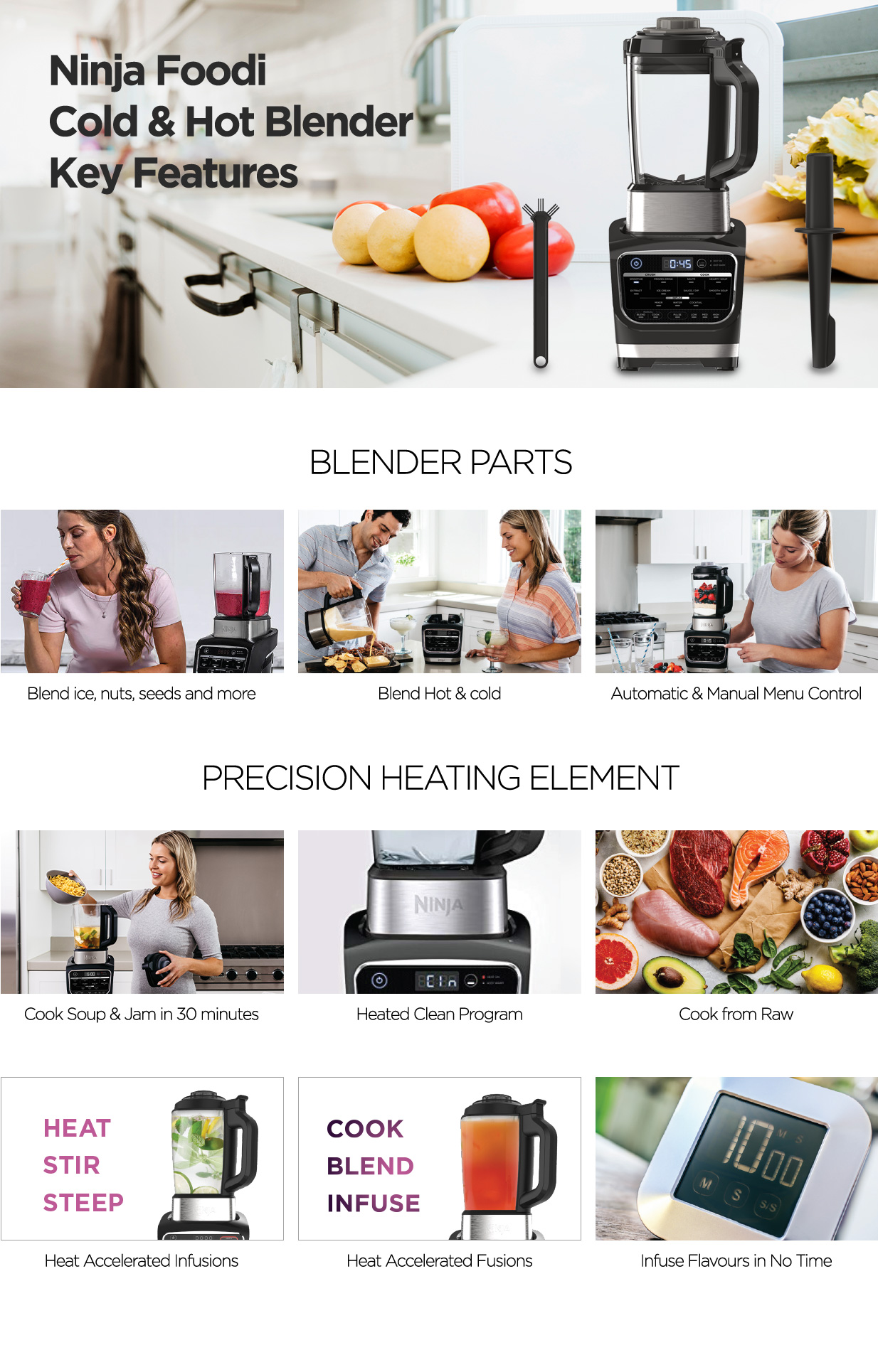 Ninja Foodi Blender & Soup Maker, 10 AutoiQ Programs, 1.7L Glass Jug