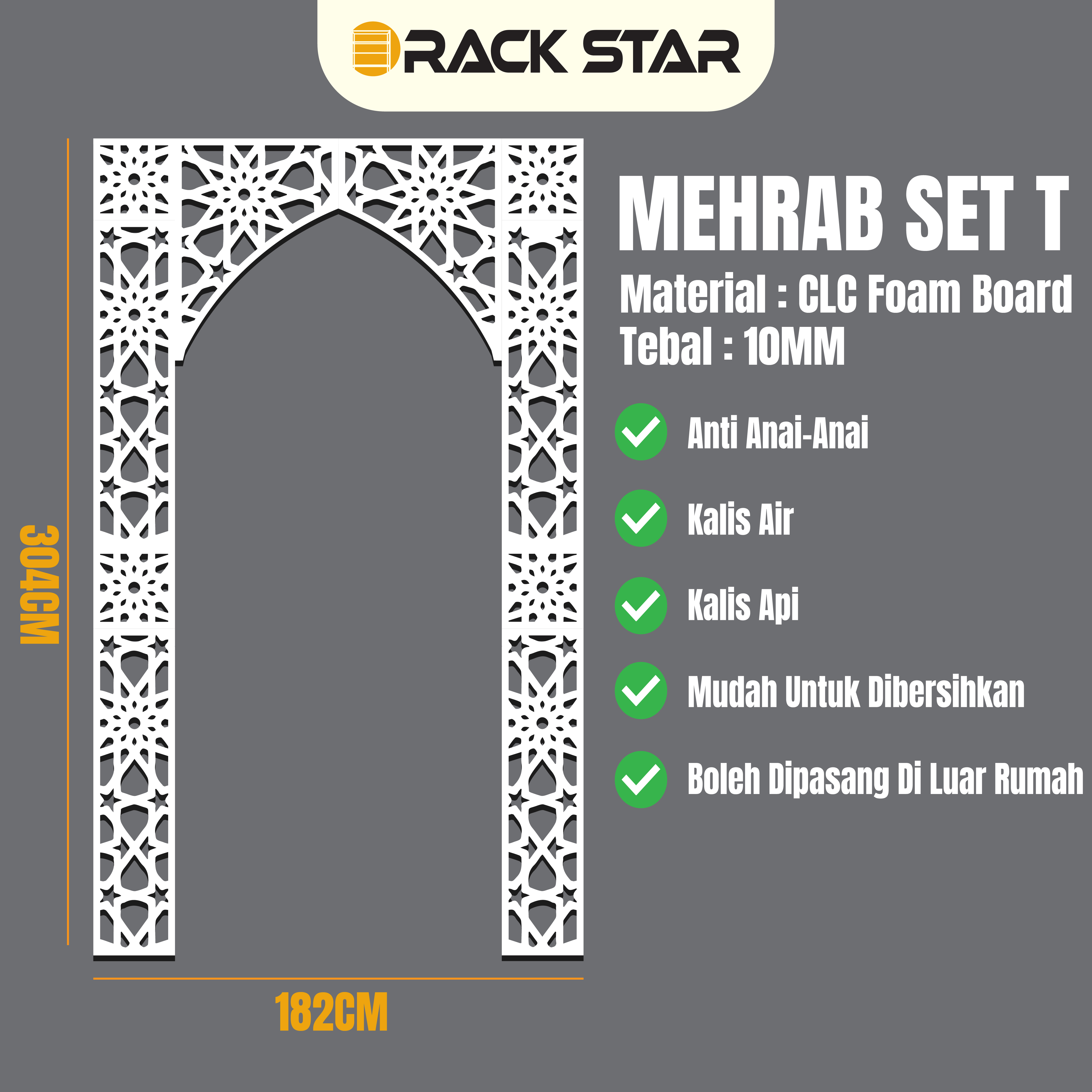 Home Surau 3D Musola CLC/6x10’kaki/ Bukan Sticker/ 10mm Panels / CLC ...