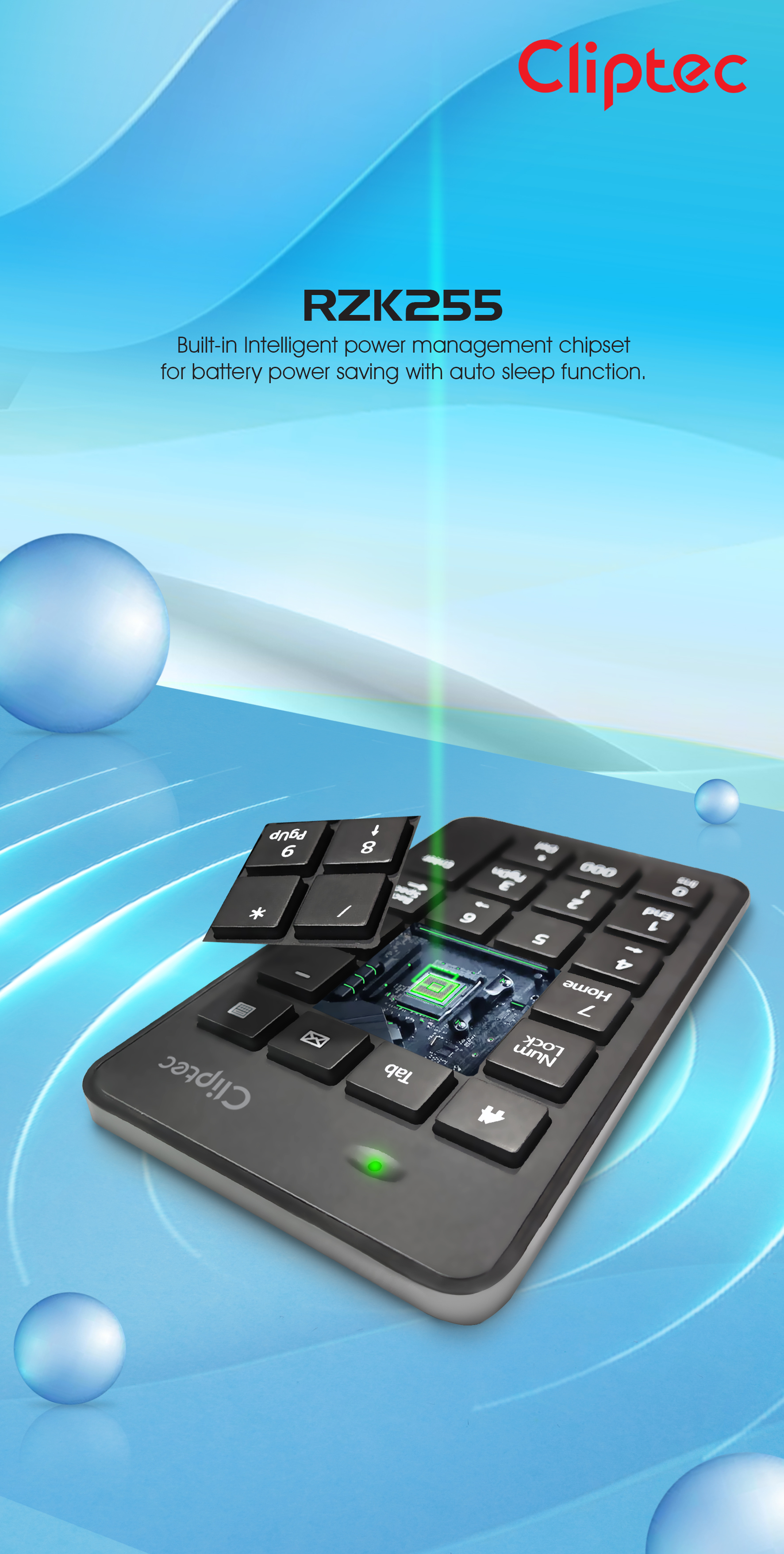 (1 Year Warranty) CLiPtec RZK225 Wireless USB Slim Numeric Keypad ...